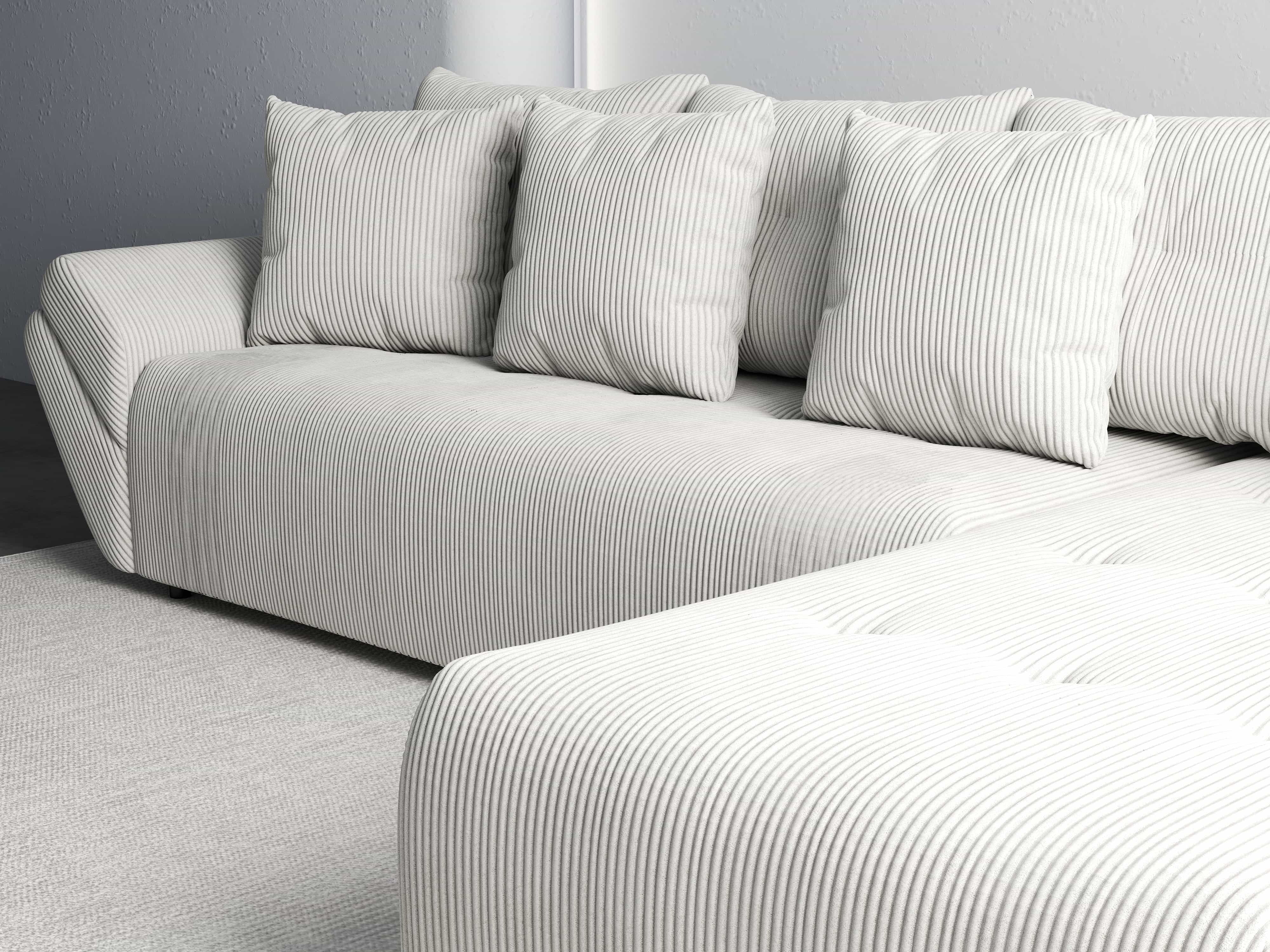 Colțar extensibil dumonde cu ladă de depozitare si sezut confortabil din spuma HR, Berlin XL Zoom Crem 350x185 cm II Fabrica