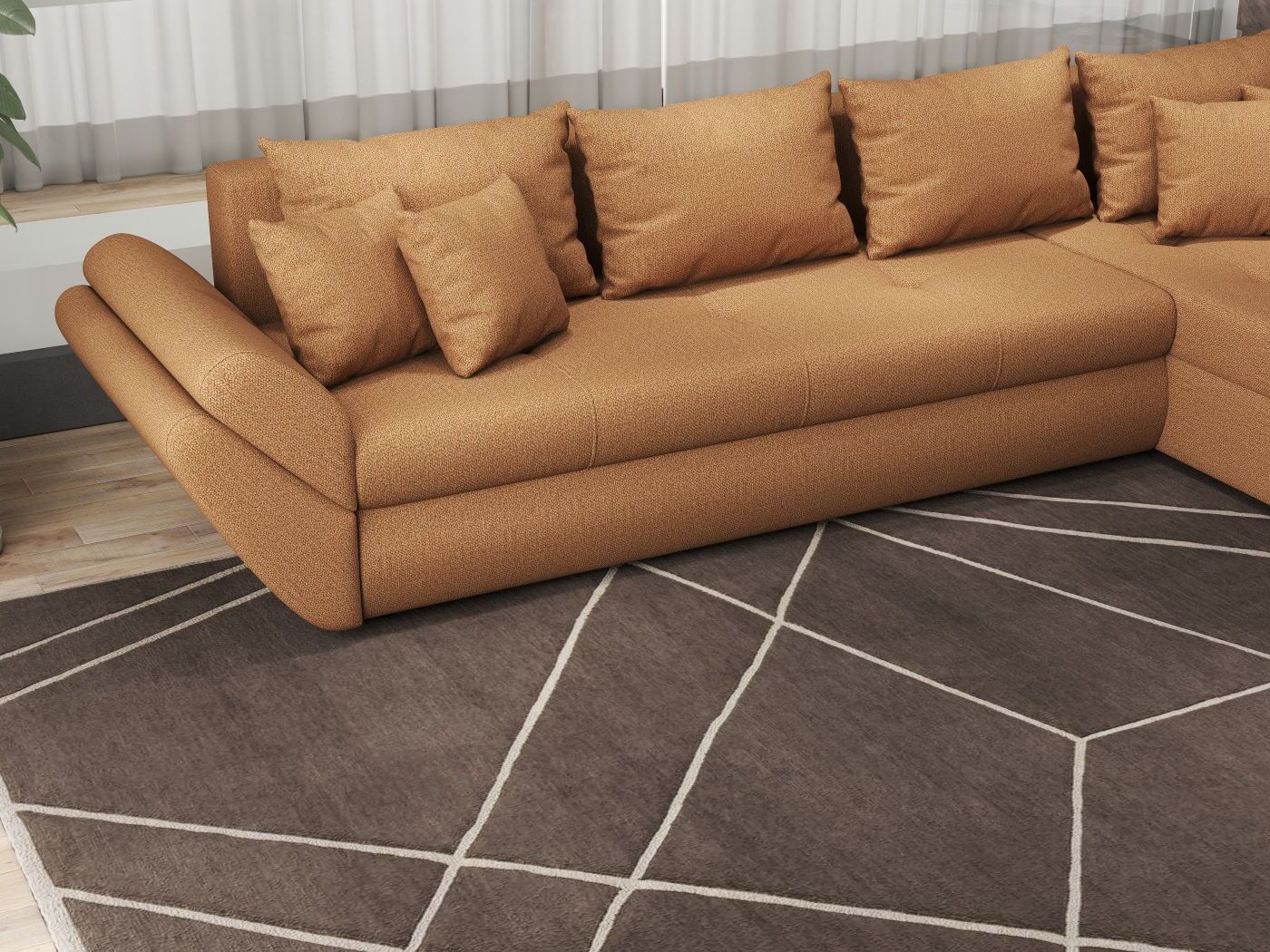Colțar extensibil dumonde cu ladă de depozitare si sezut confortabil din spuma HR, Loana XL Enjoy Mango II 335x185 cm Fabrica