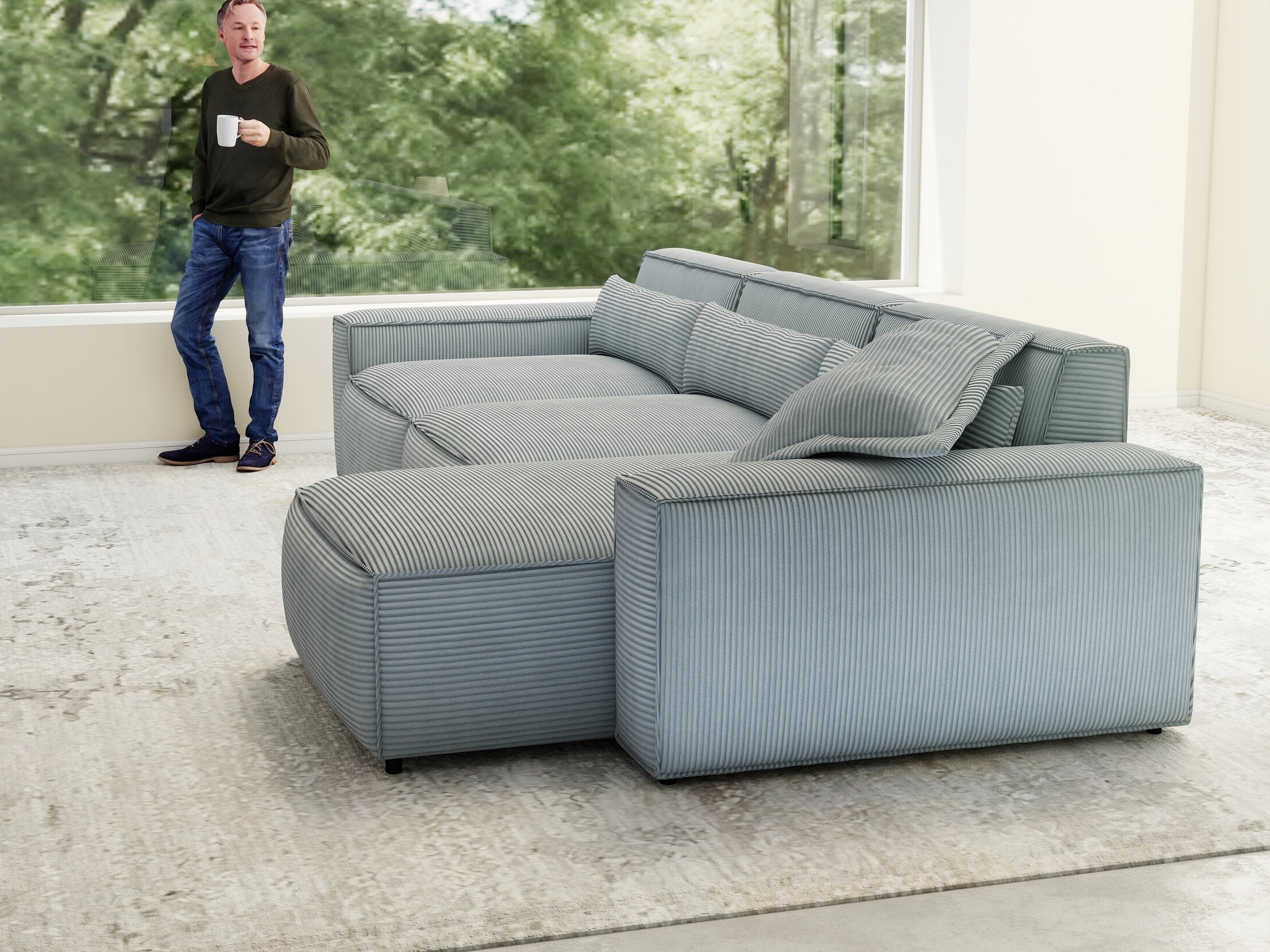 Colțar dumonde cu sezut confortabil din spuma HR, Marvelo XL Zoom Gri 366x175 cm II