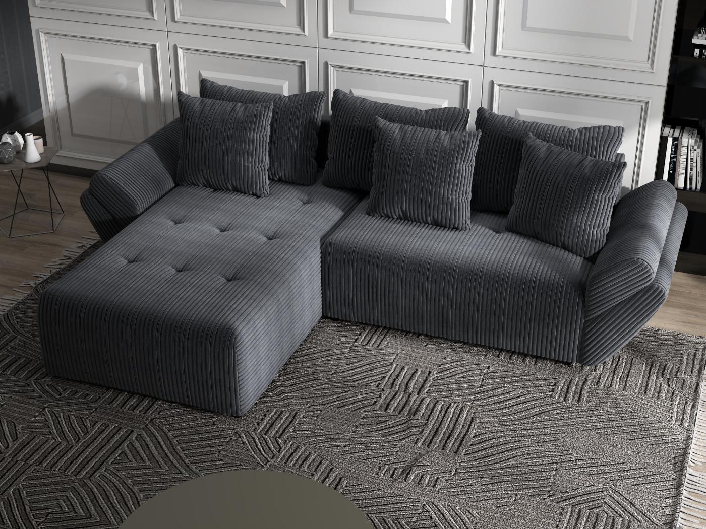 Colțar extensibil dumonde cu ladă de depozitare si sezut confortabil din spuma HR, Berlin Ambience Gri 280x185 cm Fabrica