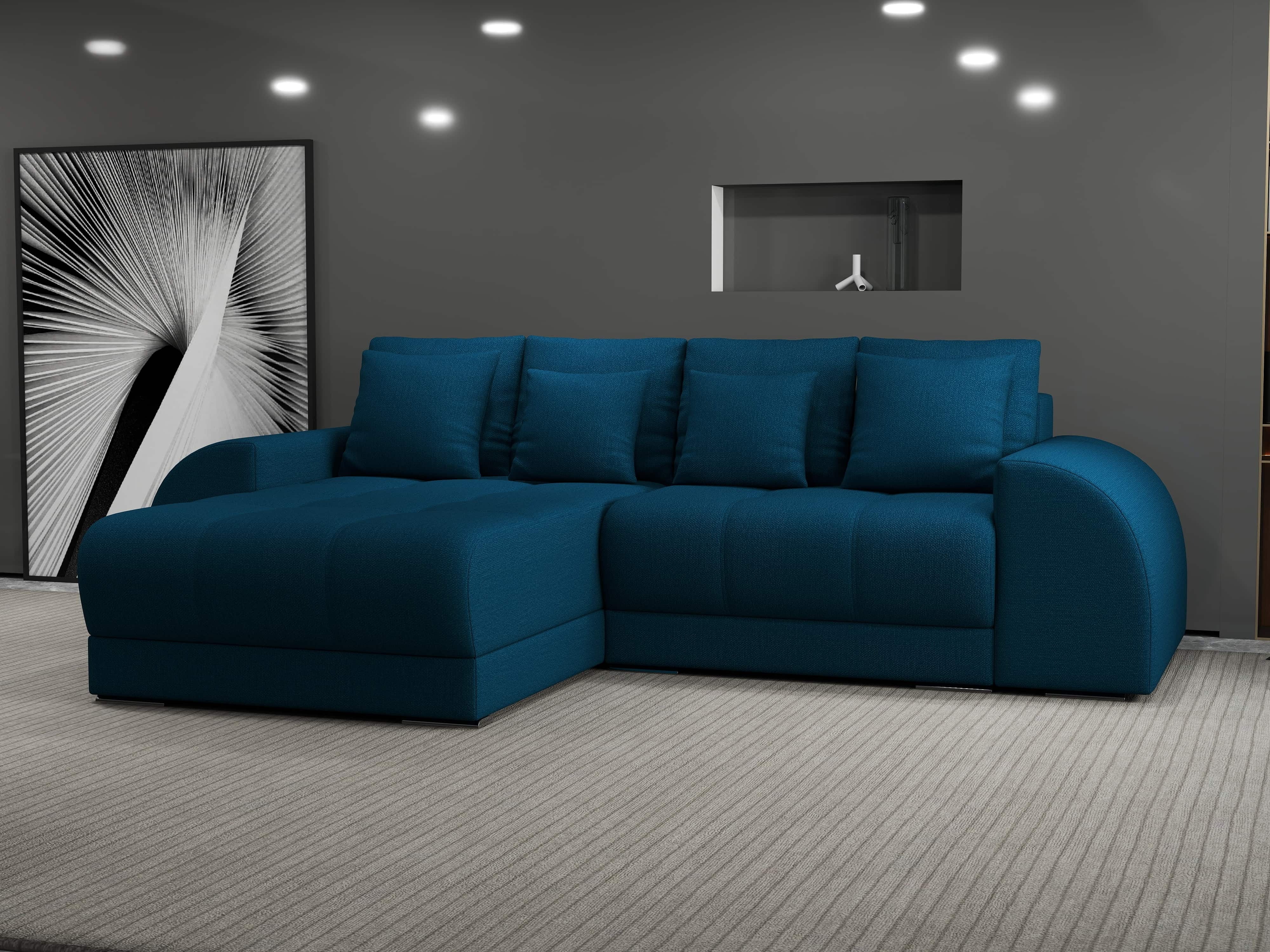 Colțar extensibil dumonde cu ladă de depozitare si sezut confortabil din spuma HR, Verona Enjoy Petrol 290x185 cm Fabrica