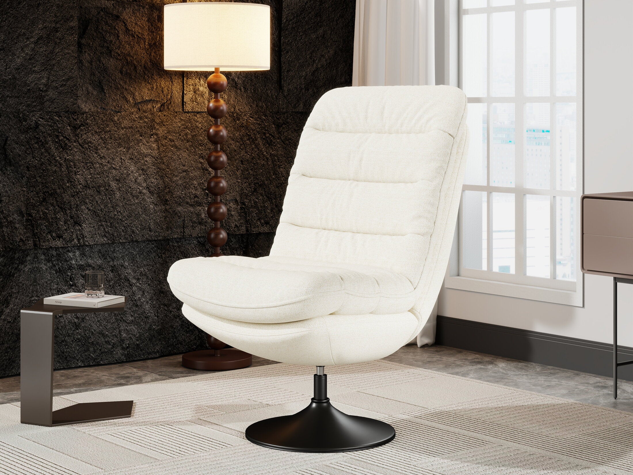 Fotoliu dumonde tapitat Bej modern Cortéz 77x83cm