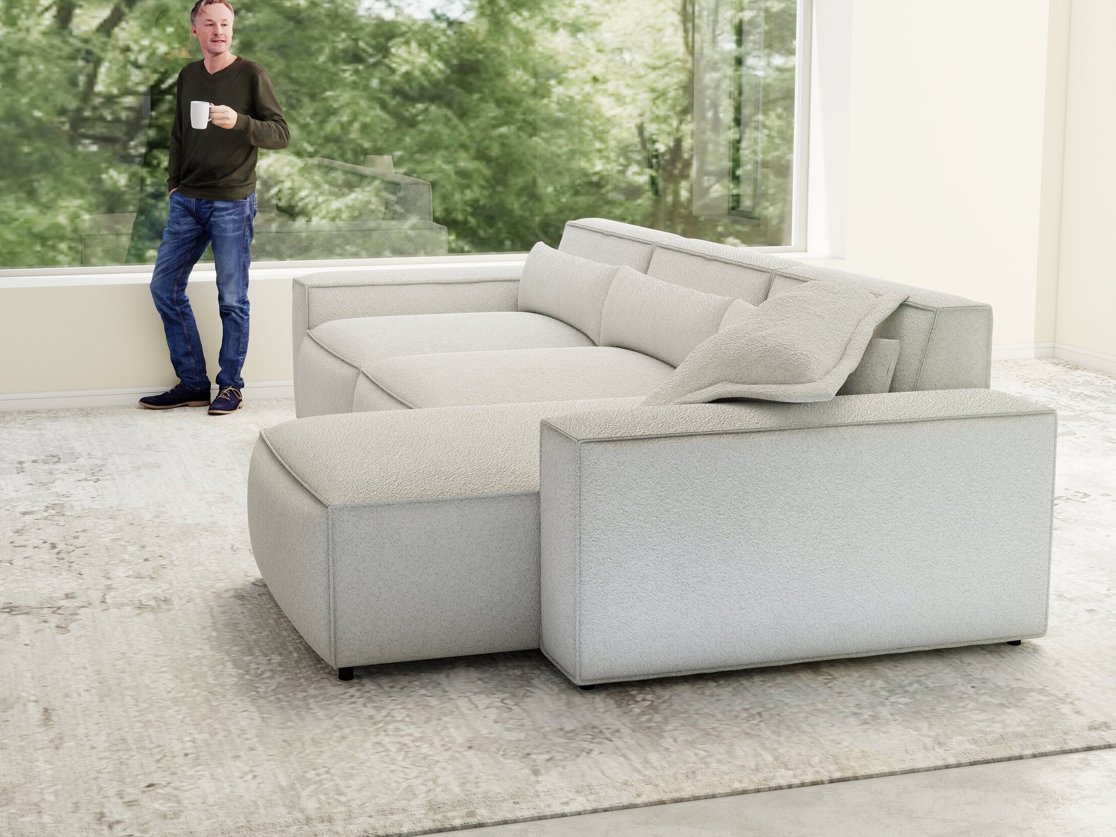 Colțar dumonde cu sezut confortabil din spuma HR, Marvelo XL Euphoria Alb 366x175 cm II