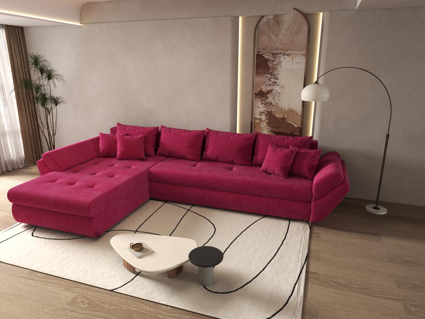 Colțar extensibil dumonde cu ladă de depozitare si sezut confortabil din spuma HR, Loana XL Zoom Rosu 335x185 cm Fabrica