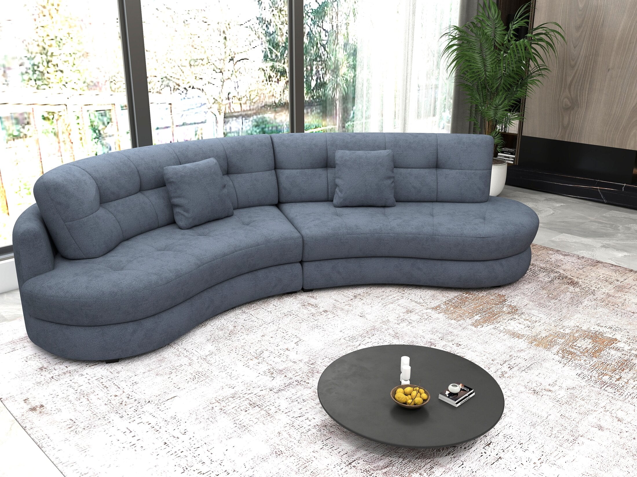 Canapea semirotunda dumonde cu șezut confortabil din spumă HR, Roma Enjoy Antracit 300x160 cm