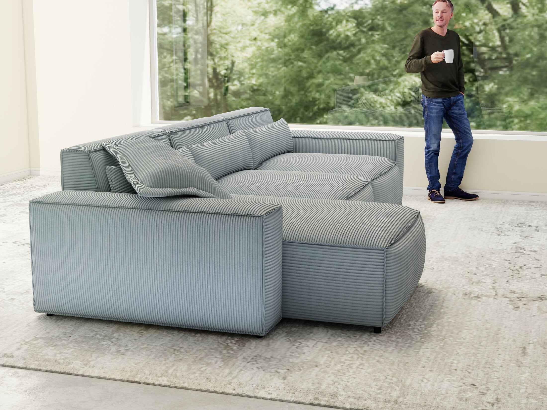 Colțar dumonde cu sezut confortabil din spuma HR, Marvelo XL Zoom Gri 366x175 cm