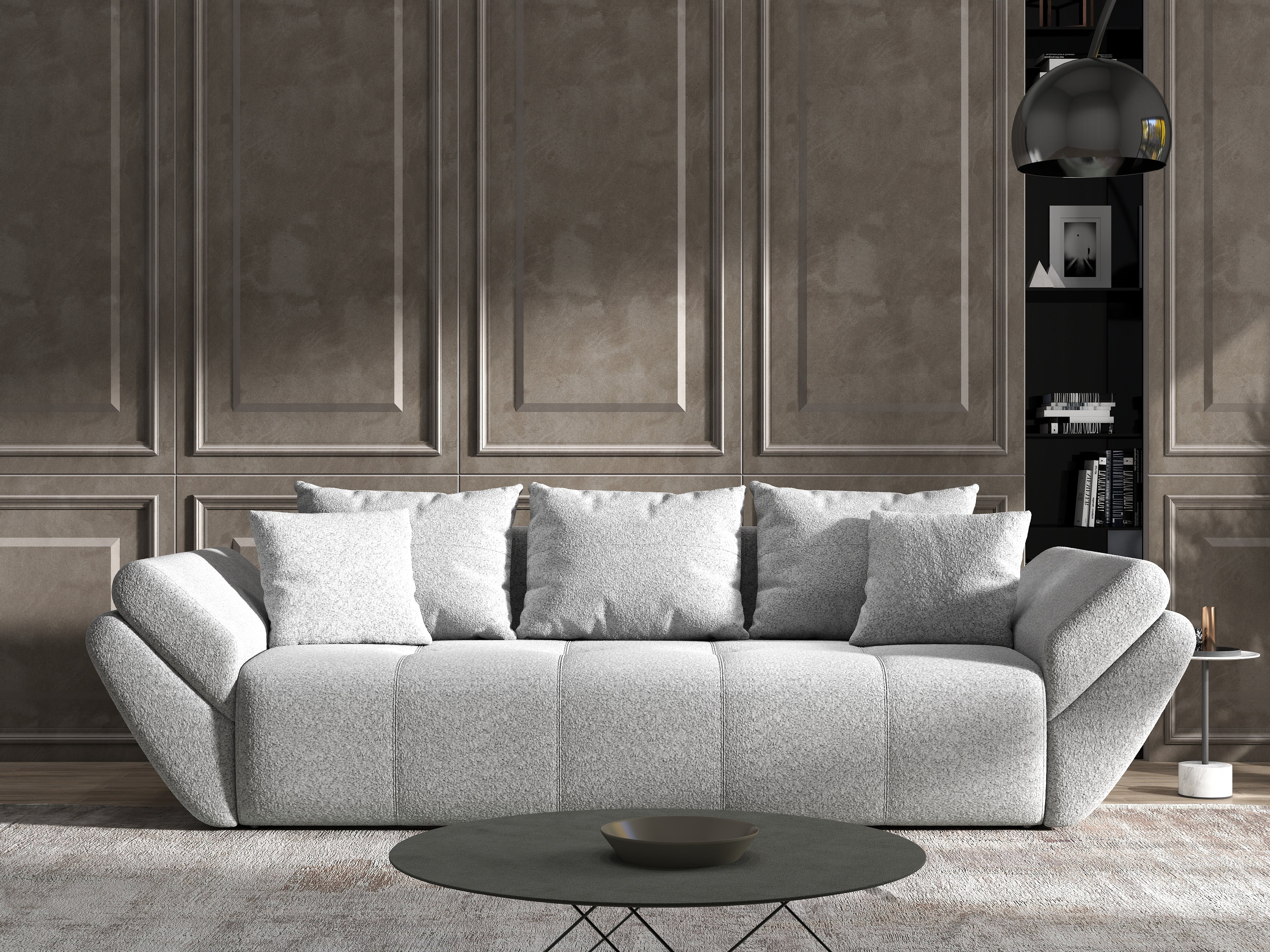 Canapea extensibilă dumonde cu ladă de depozitare si sezut confortabil din spuma HR, Berlin Euphoria Dove 250x100 cm Fabrica