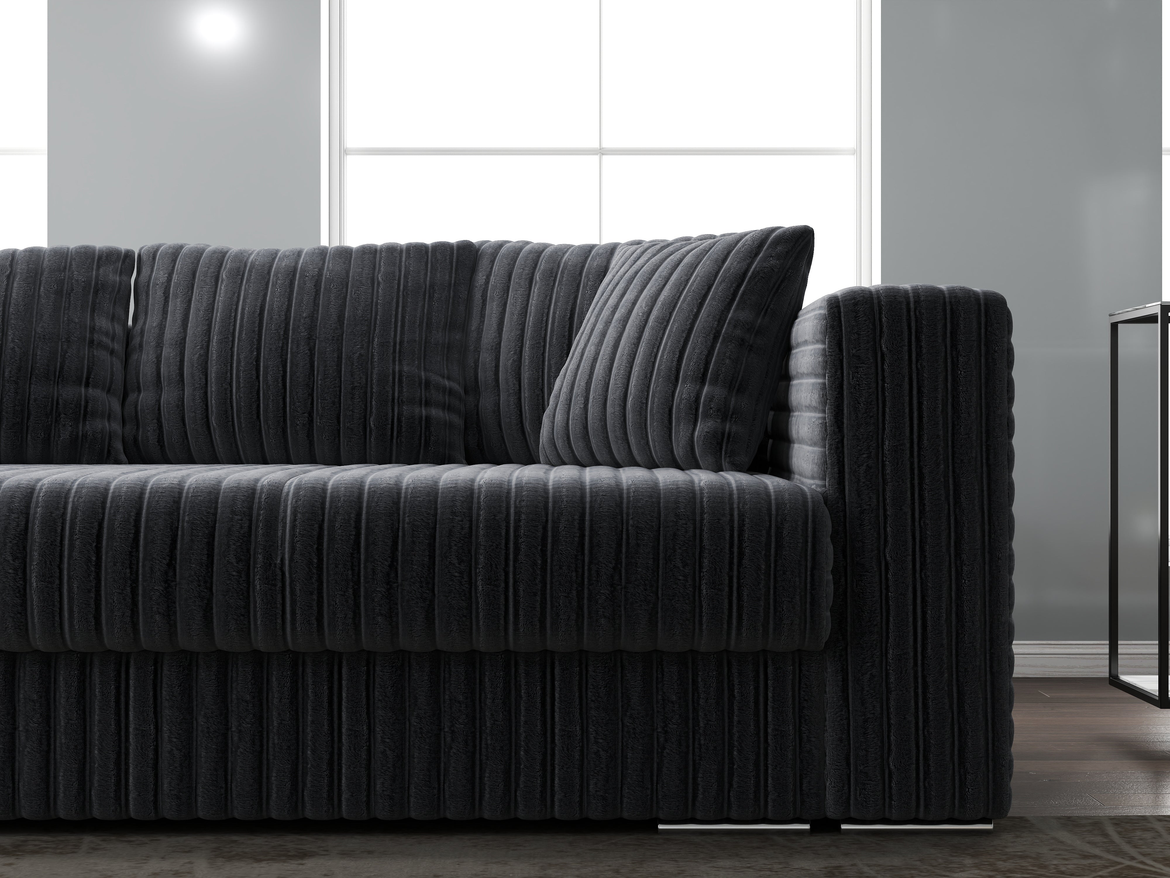 Canapea extensibilă dumonde cu ladă de depozitare si sezut confortabil din spuma HR, Gloria Ambience Grey 240x100 cm Fabrica