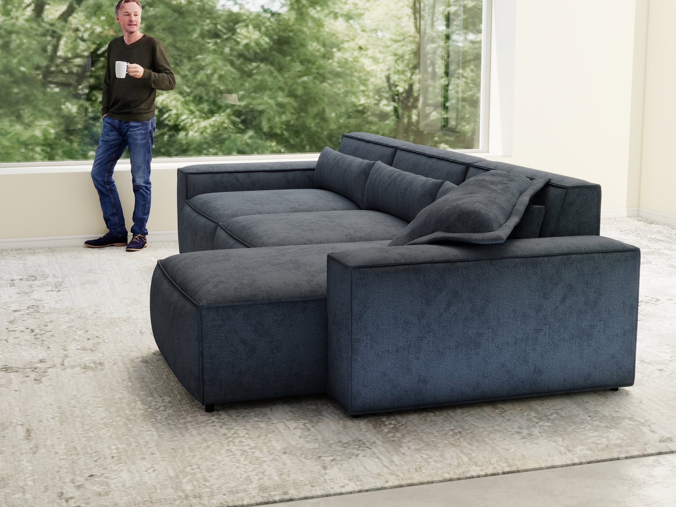 Colțar dumonde cu sezut confortabil din spuma HR, Marvelo XL Enjoy Antracit 366x175 cm II