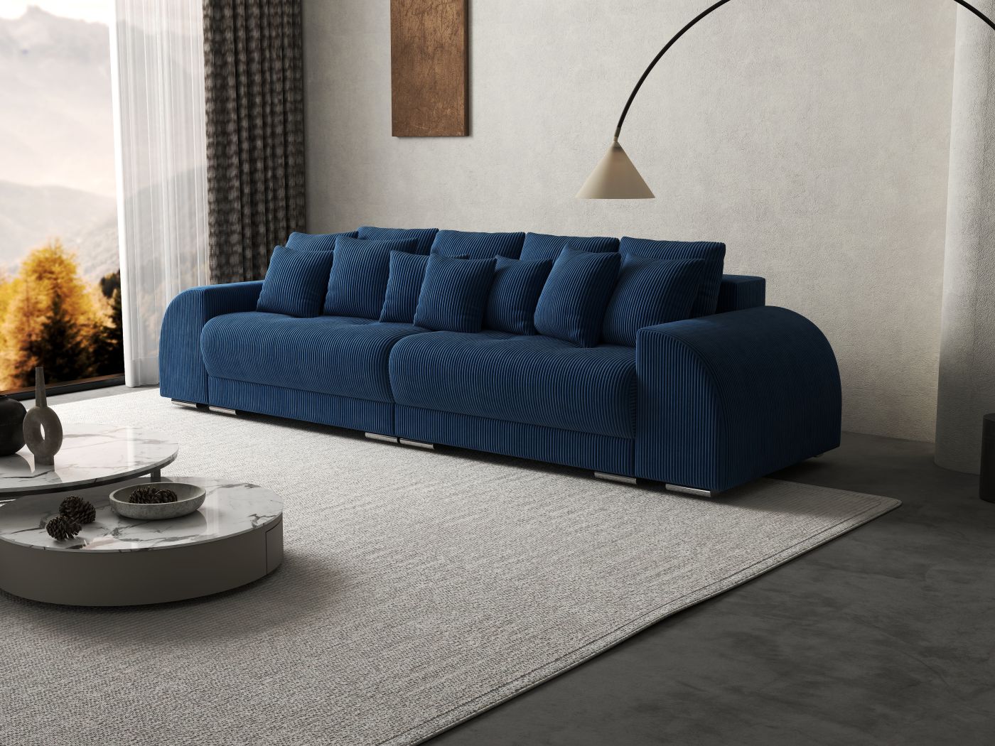Canapea extensibilă dumonde cu 2 lăzi de depozitare si sezut confortabil din spuma HR, Verona Zoom Blue 310x100 cm Fabrica