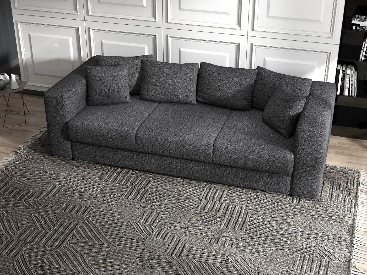 Canapea extensibilă dumonde cu ladă de depozitare si sezut confortabil din spuma HR, Gloria gri grafit 240x100 cm Fabrica