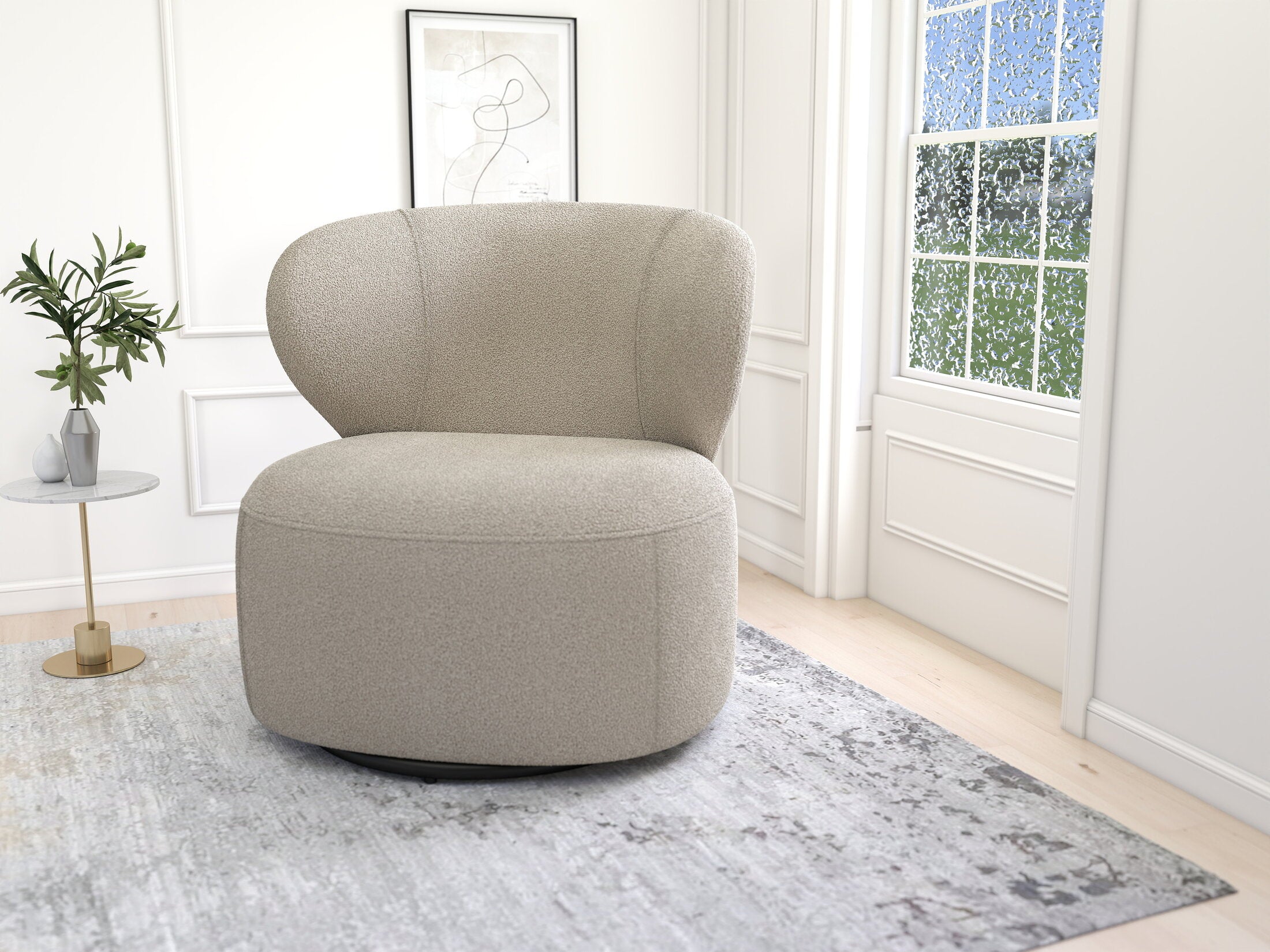 Fotoliu dumonde tapitat Bej modern Monza 73x76cm