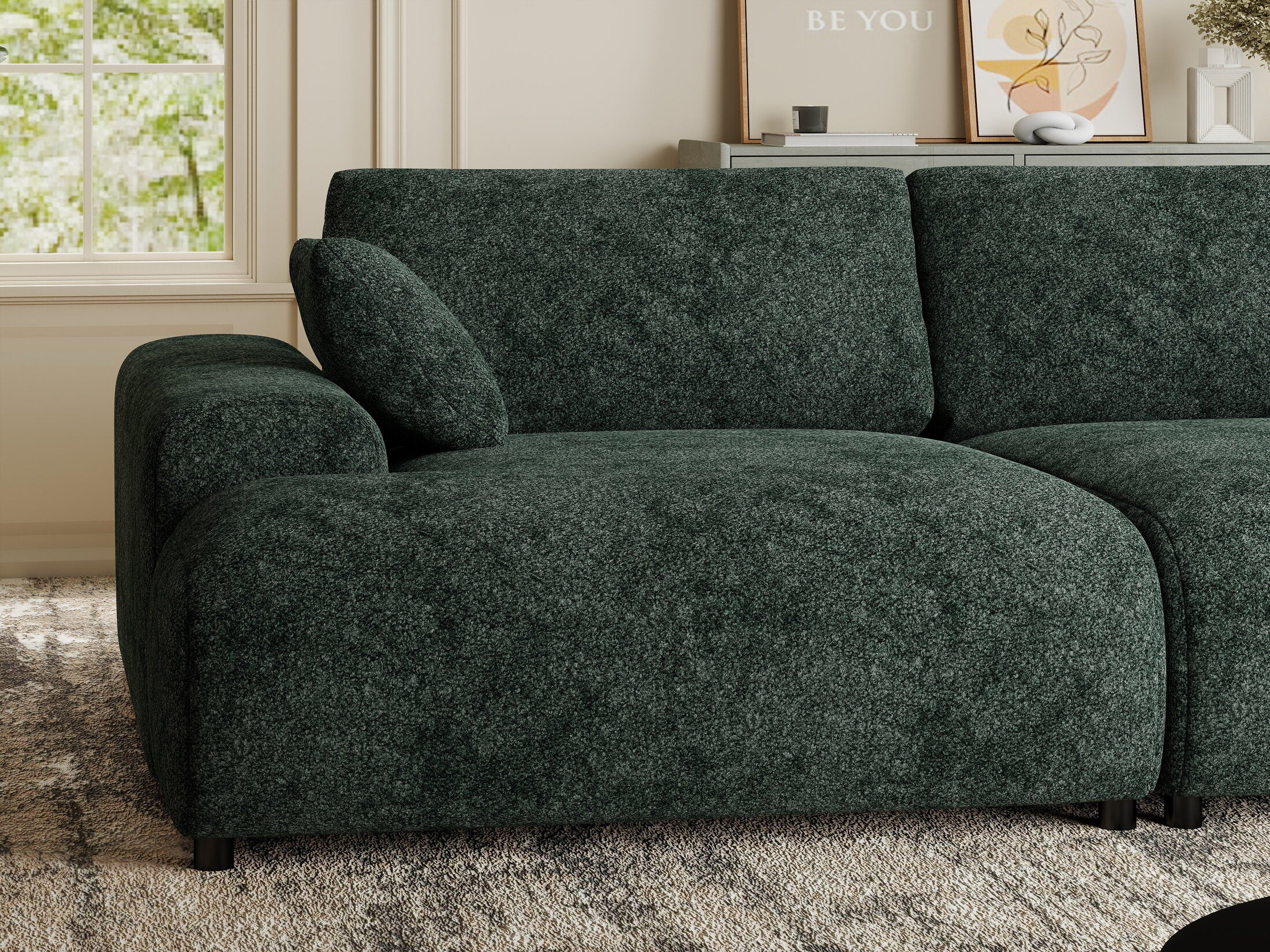Canapea dumonde cu sezut confortabil din spuma HR, Hudson Euphoria Verde 237x144 cm