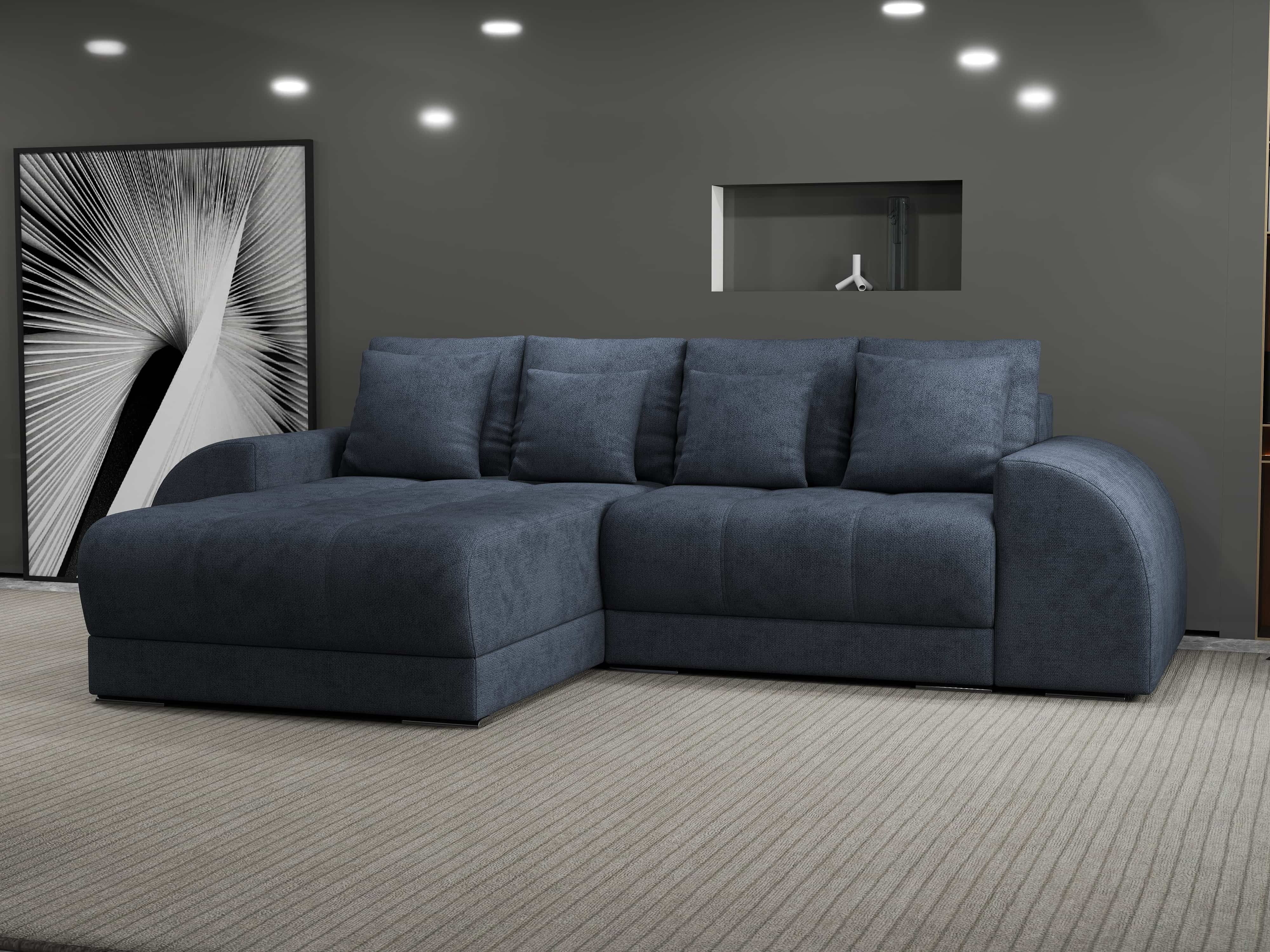 Colțar extensibil dumonde cu ladă de depozitare si sezut confortabil din spuma HR, Verona Enjoy Antracit 290x185 cm Fabrica