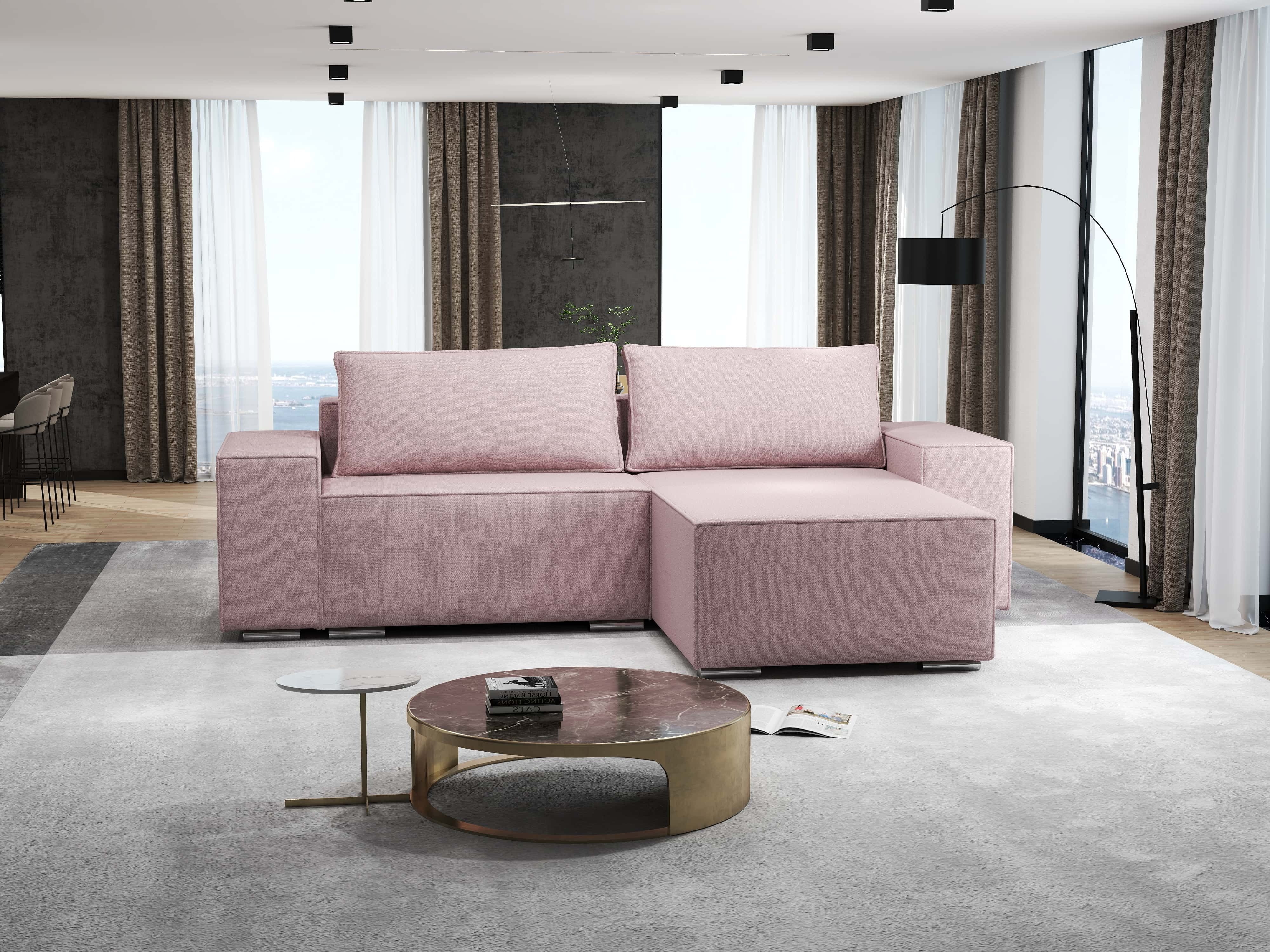 Colțar extensibil dumonde cu ladă de depozitare si sezut confortabil din spuma HR, Dream Enjoy Flamingo 290x185 cm II Fabrica