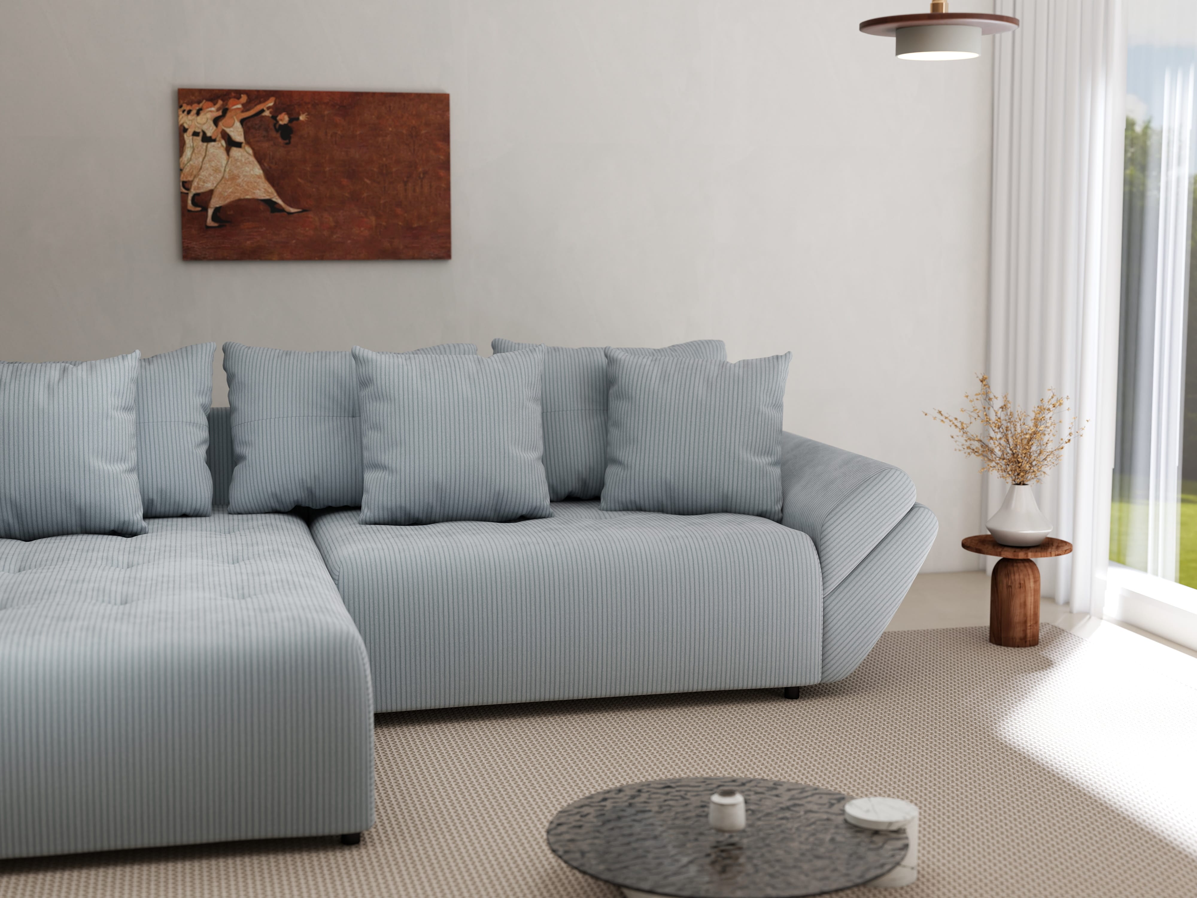 Colțar extensibil dumonde cu ladă de depozitare si sezut confortabil din spuma HR, Berlin Zoom Grey 280x185 cm Fabrica