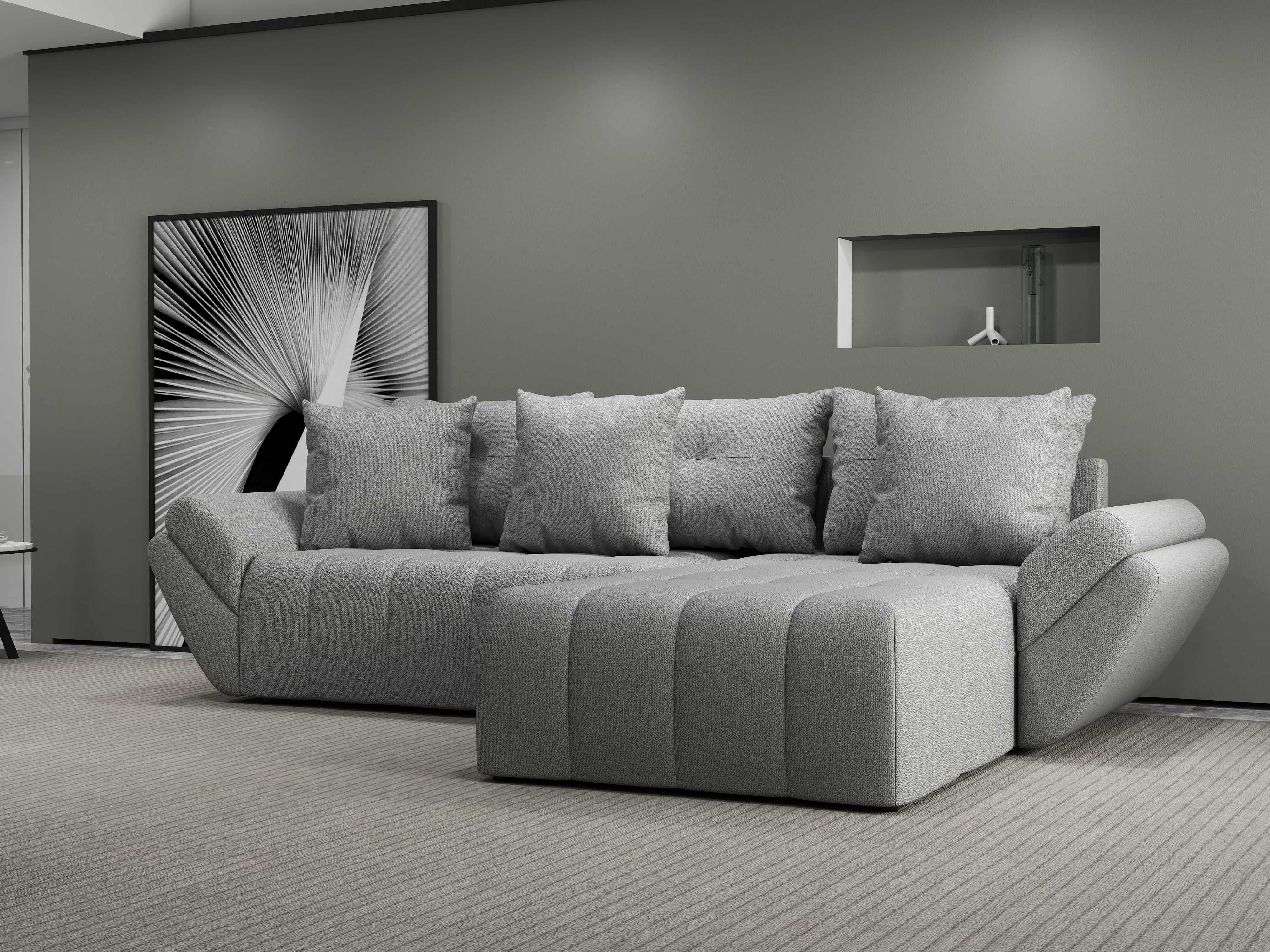 Colțar extensibil dumonde cu ladă de depozitare si sezut confortabil din spuma HR, Berlin Enjoy Gri 280x185 cm II Fabrica