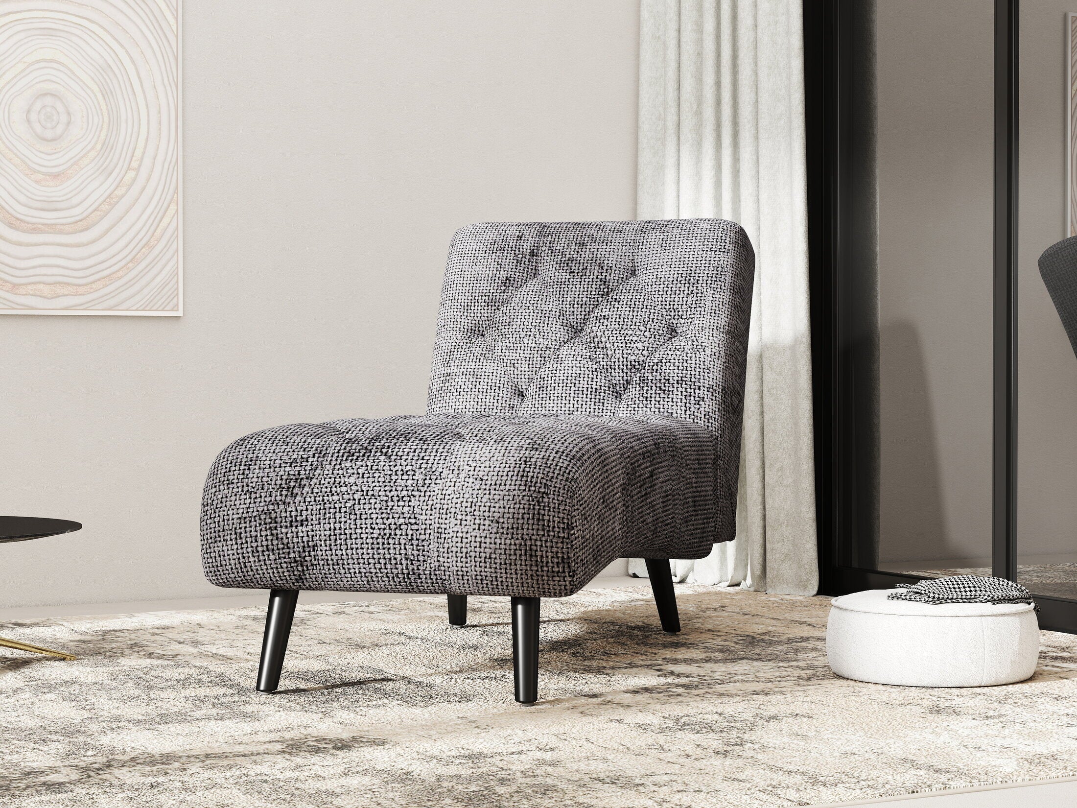 Fotoliu dumonde tapitat Gri modern Armoné 65x146cm