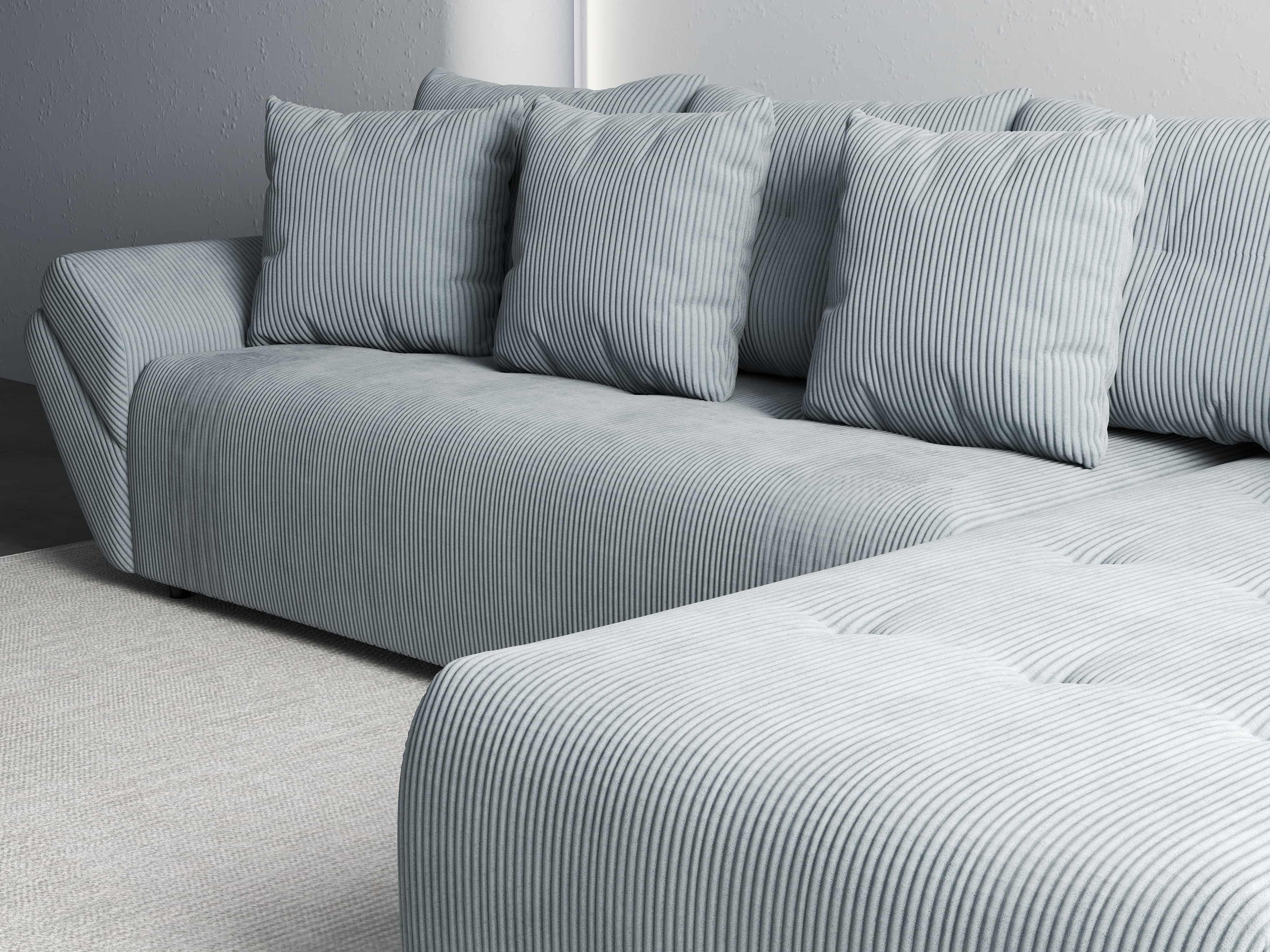 Colțar extensibil dumonde cu ladă de depozitare si sezut confortabil din spuma HR, Berlin XL Zoom Grey II 350x185 cm Fabrica