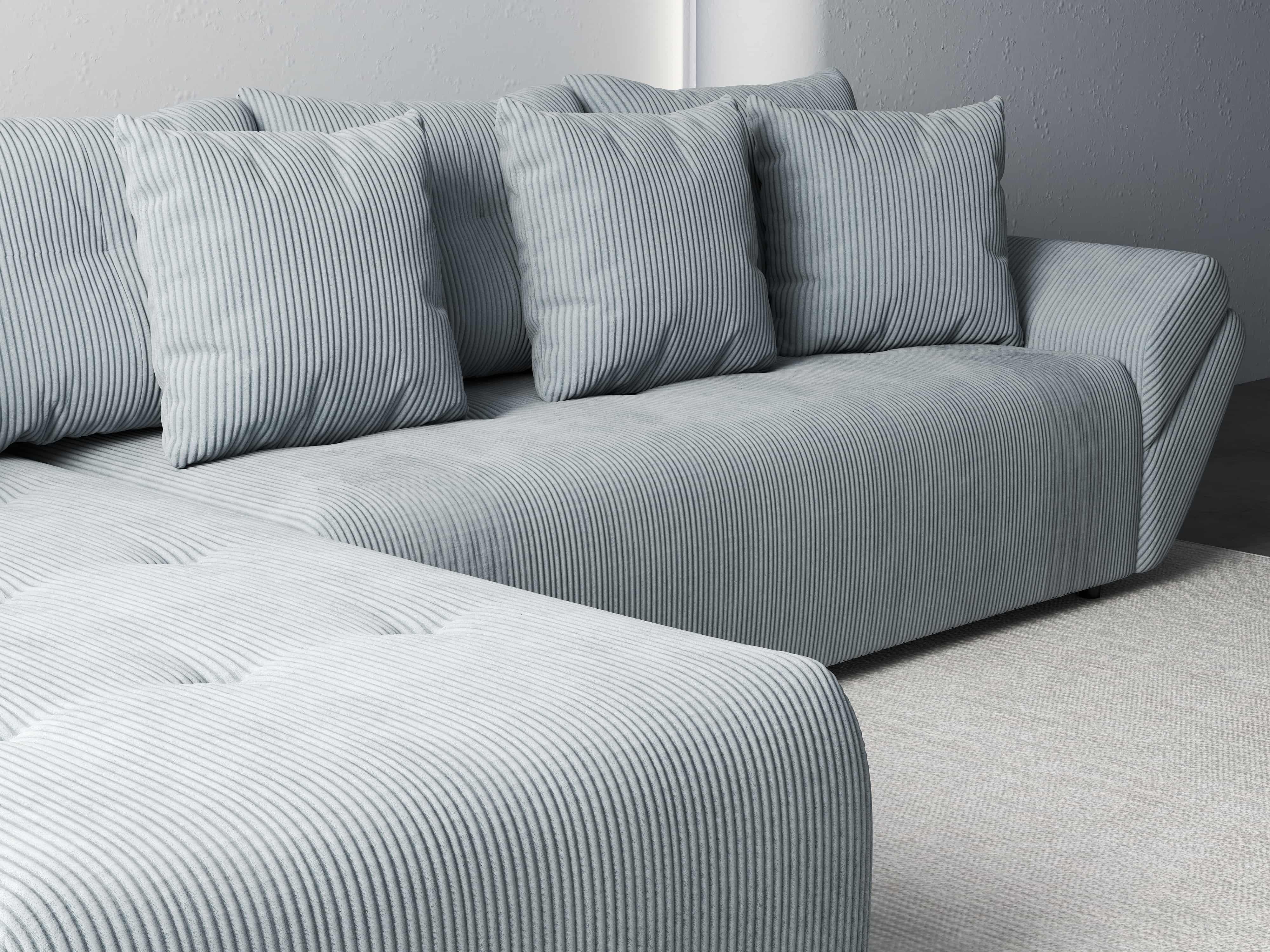 Colțar extensibil dumonde cu ladă de depozitare si sezut confortabil din spuma HR, Berlin XL Zoom Grey 350x185 cm Fabrica