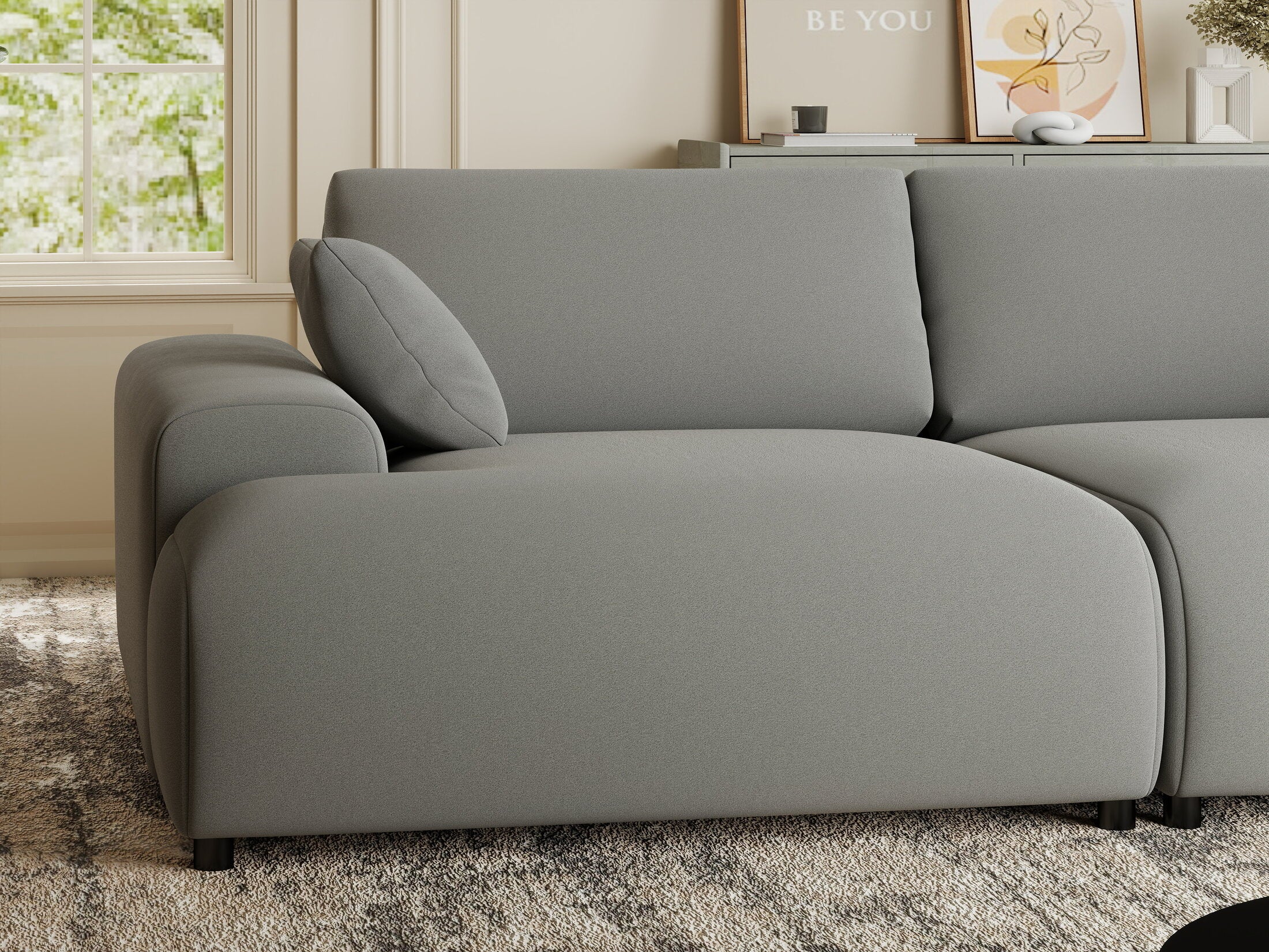 Canapea dumonde cu sezut confortabil din spuma HR, Hudson Royal Gri 237x144 cm