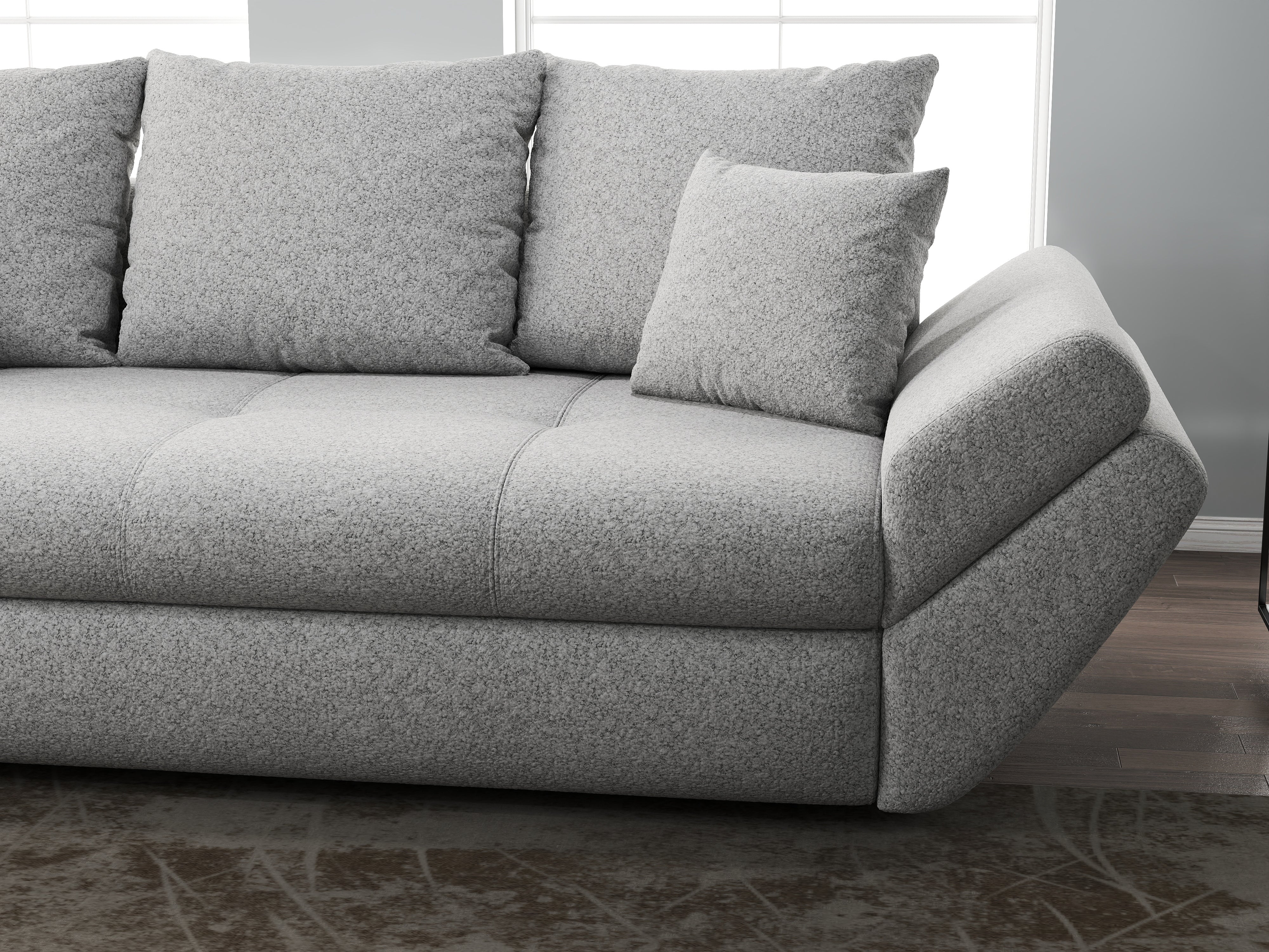 Canapea extensibilă dumonde cu ladă de depozitare si sezut confortabil din spuma HR, Loana Euphoria Dove 250x100 cm Fabrica