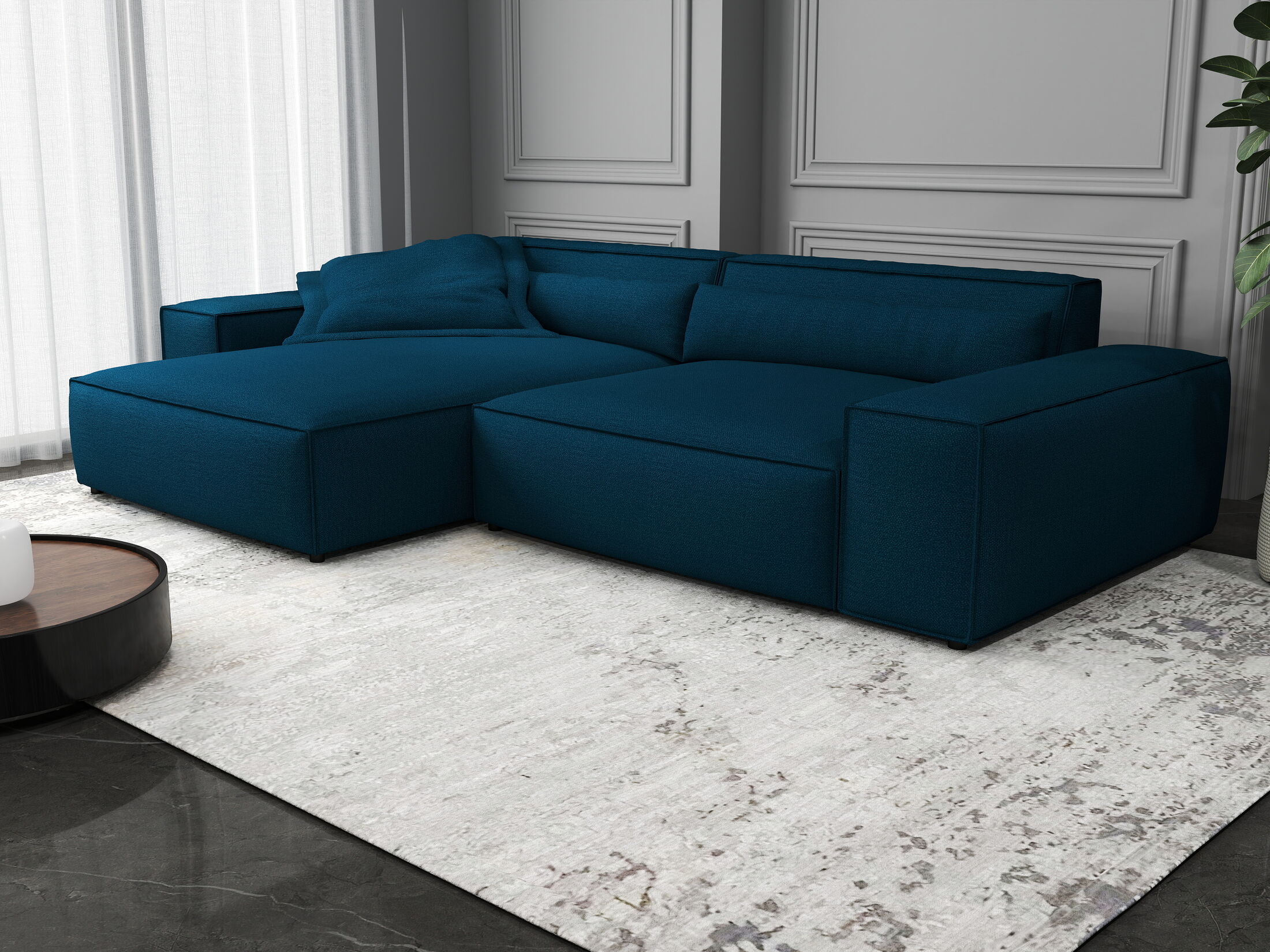 Colțar dumonde cu șezut confortabil din spumă HR, Marvelo Enjoy Verde Petrol 264x175 cm