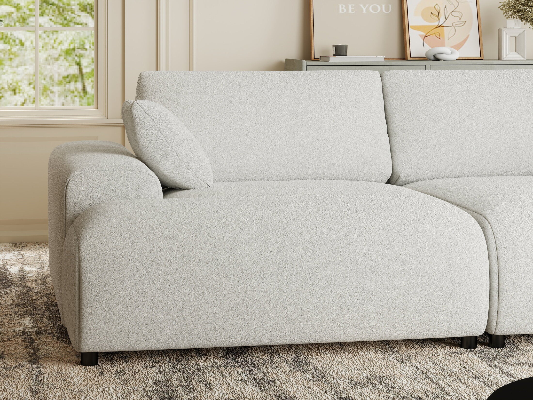 Canapea dumonde cu sezut confortabil din spuma HR, Hudson Euphoria Alb 237x144 cm