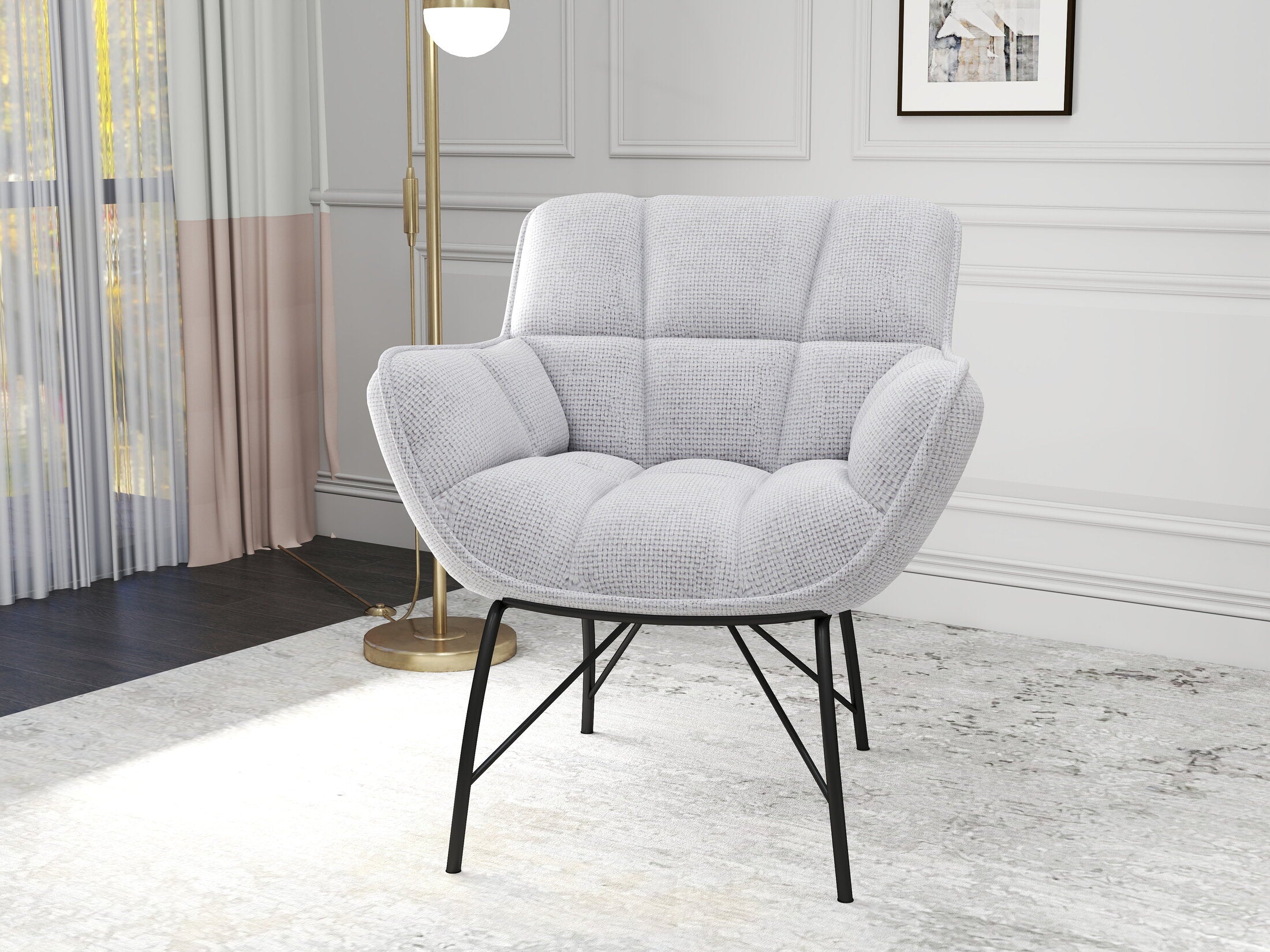 Fotoliu dumonde tapitat Gri modern Sienna 72x79cm