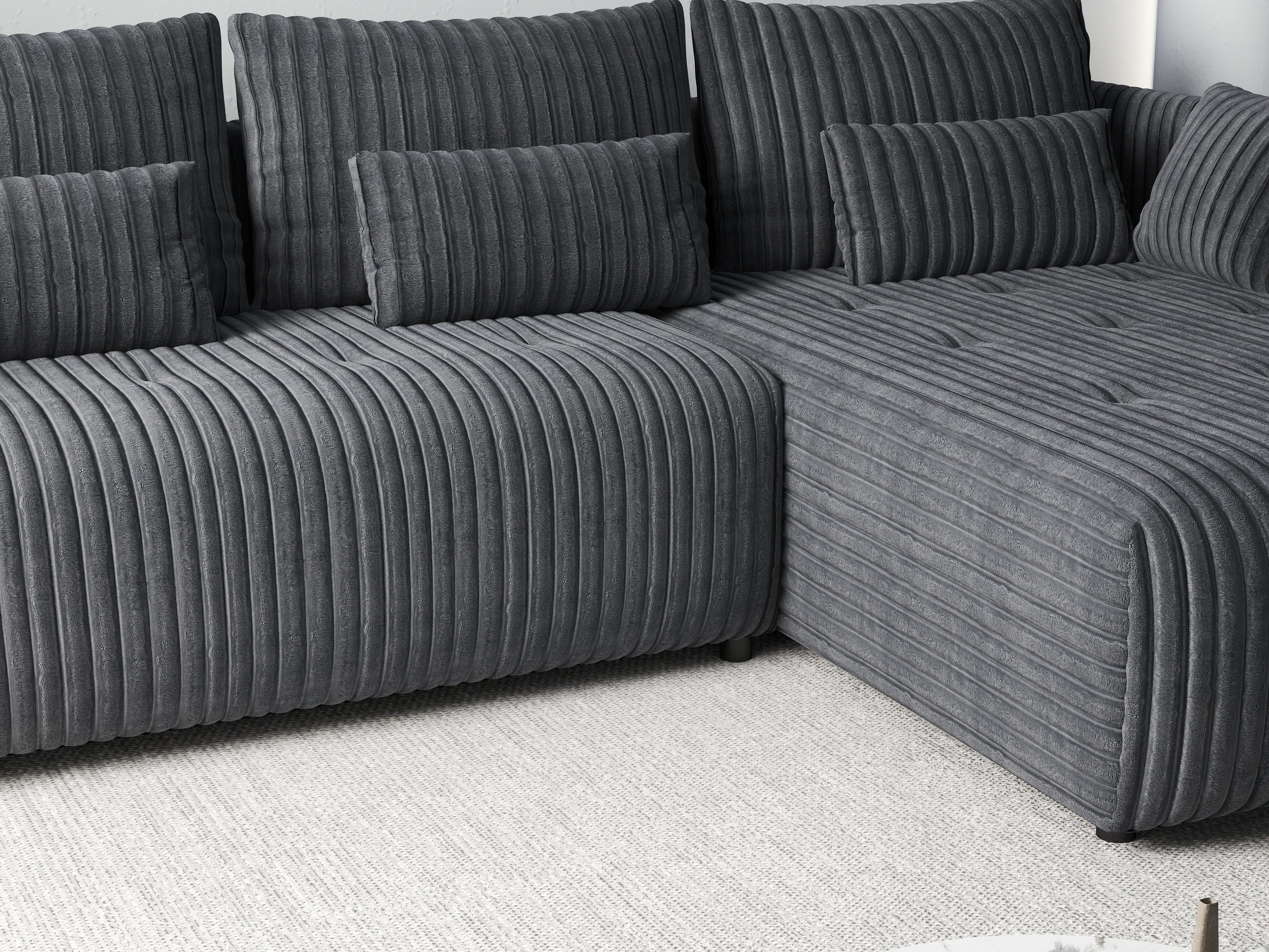 Colțar extensibil dumonde cu ladă de depozitare si sezut confortabil din spuma HR, Malta Ambience Grey 235x185 cm Fabrica