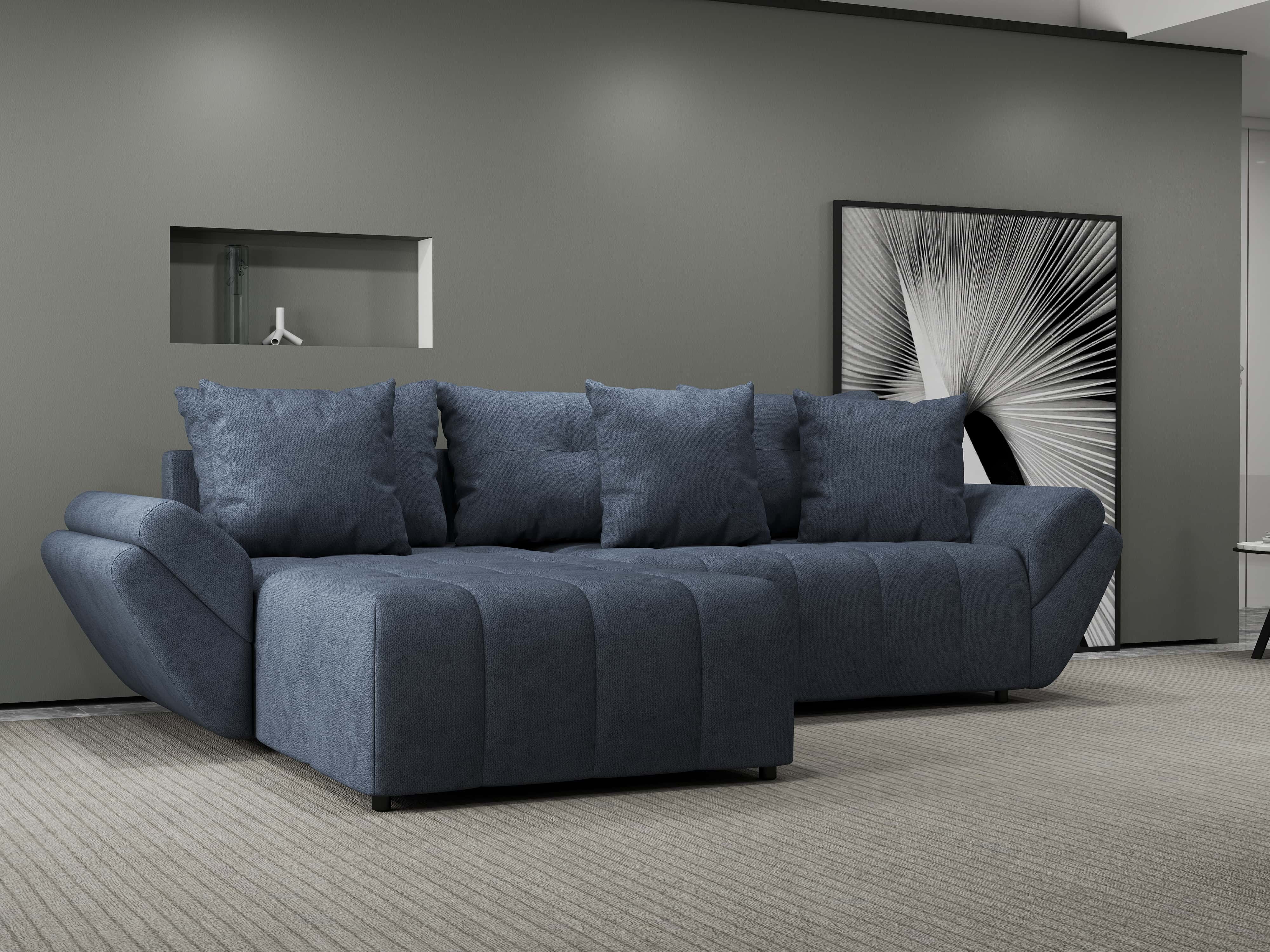 Colțar extensibil dumonde cu ladă de depozitare si sezut confortabil din spuma HR, Berlin Grey 280x185 cm Fabrica