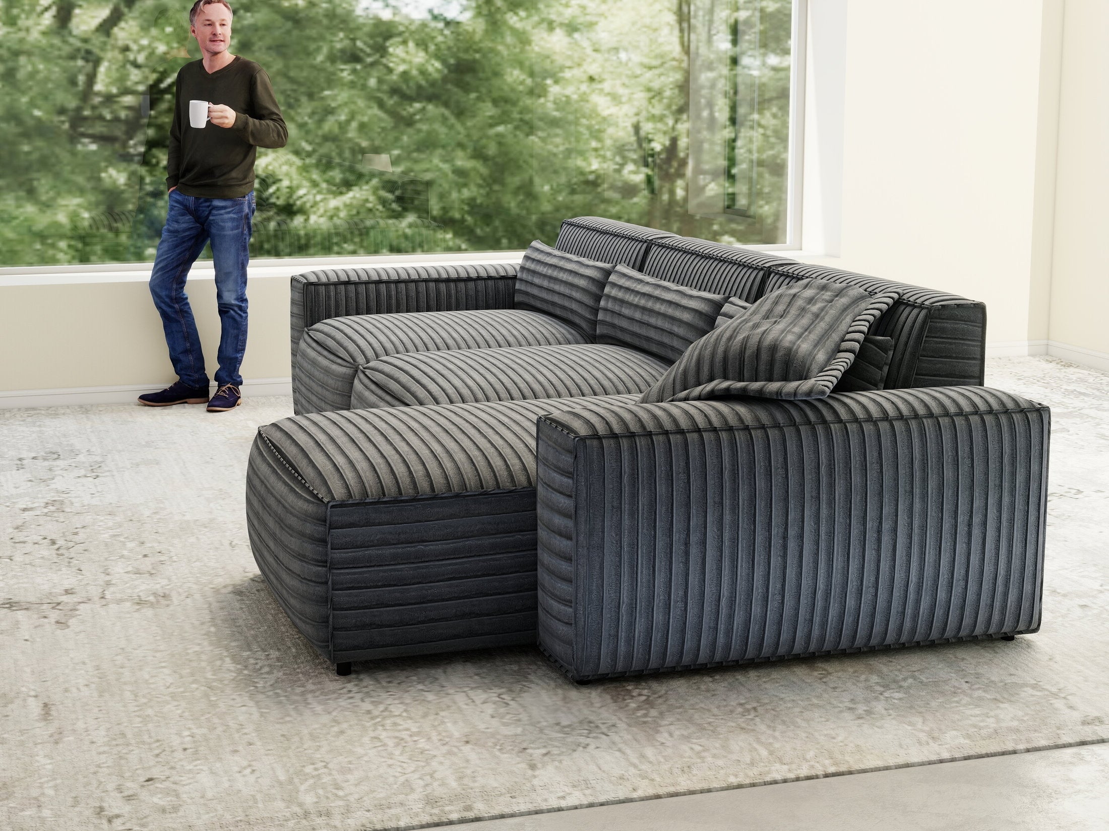 Colțar dumonde cu sezut confortabil din spuma HR, Marvelo XL Ambience Gri 366x175 cm II