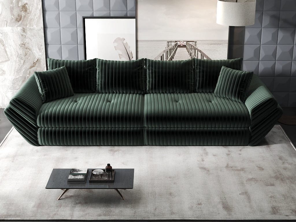 Canapea extensibilă dumonde cu ladă de depozitare si sezut confortabil din spuma HR, Loana Ambience Verde 300x100 cm Fabrica