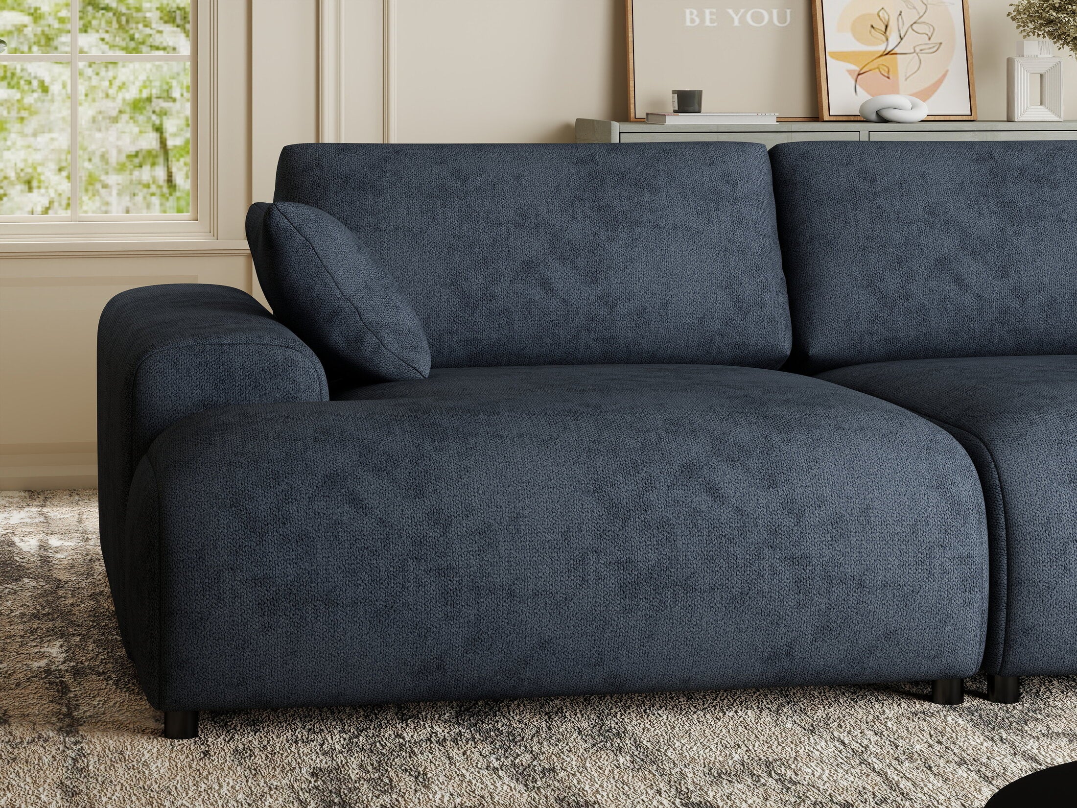 Canapea dumonde cu sezut confortabil din spuma HR, Hudson Enjoy Antracit 237x144 cm