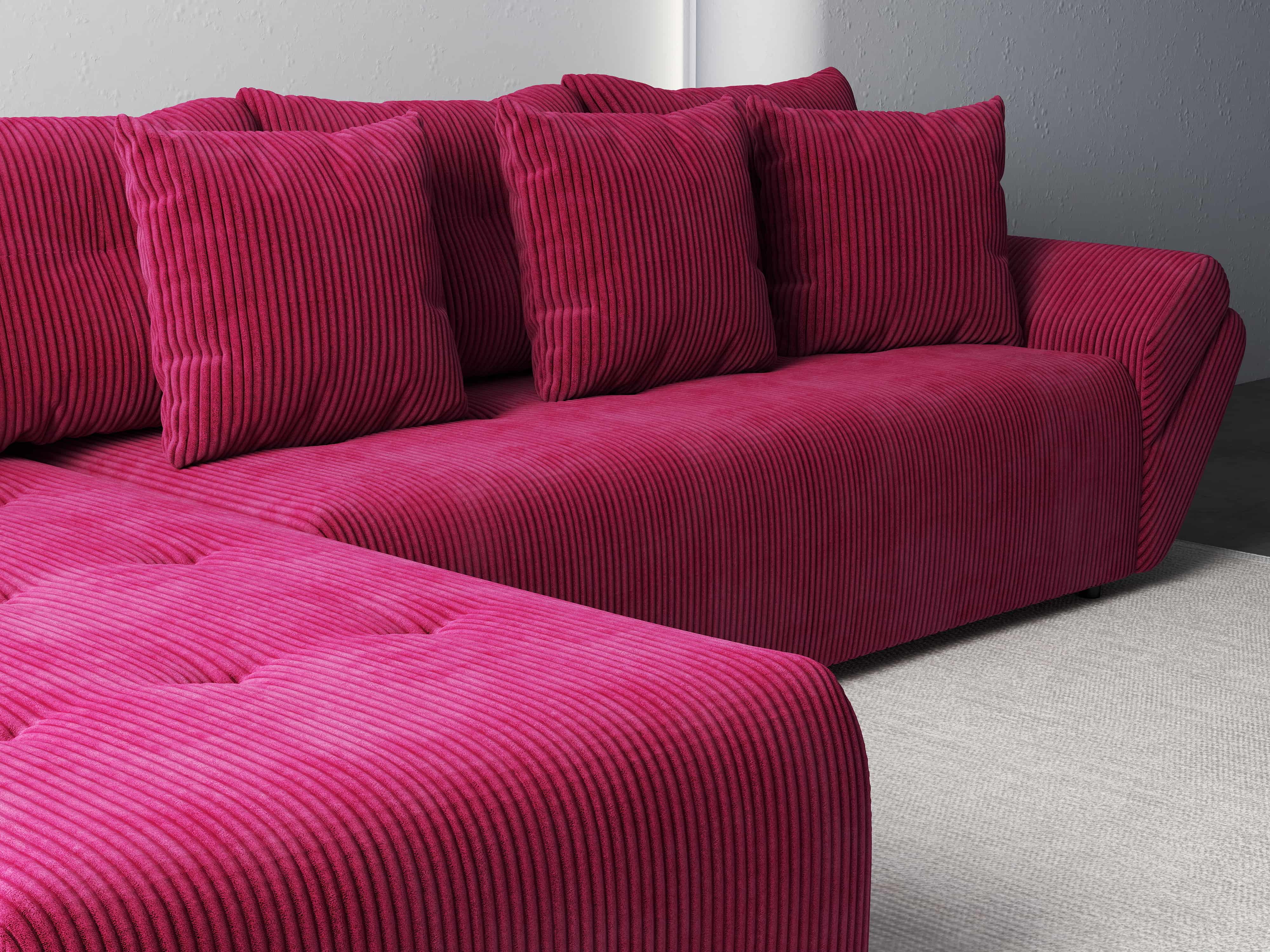 Colțar extensibil dumonde cu ladă de depozitare si sezut confortabil din spuma HR, Berlin XL Zoom Red 350x185 cm Fabrica