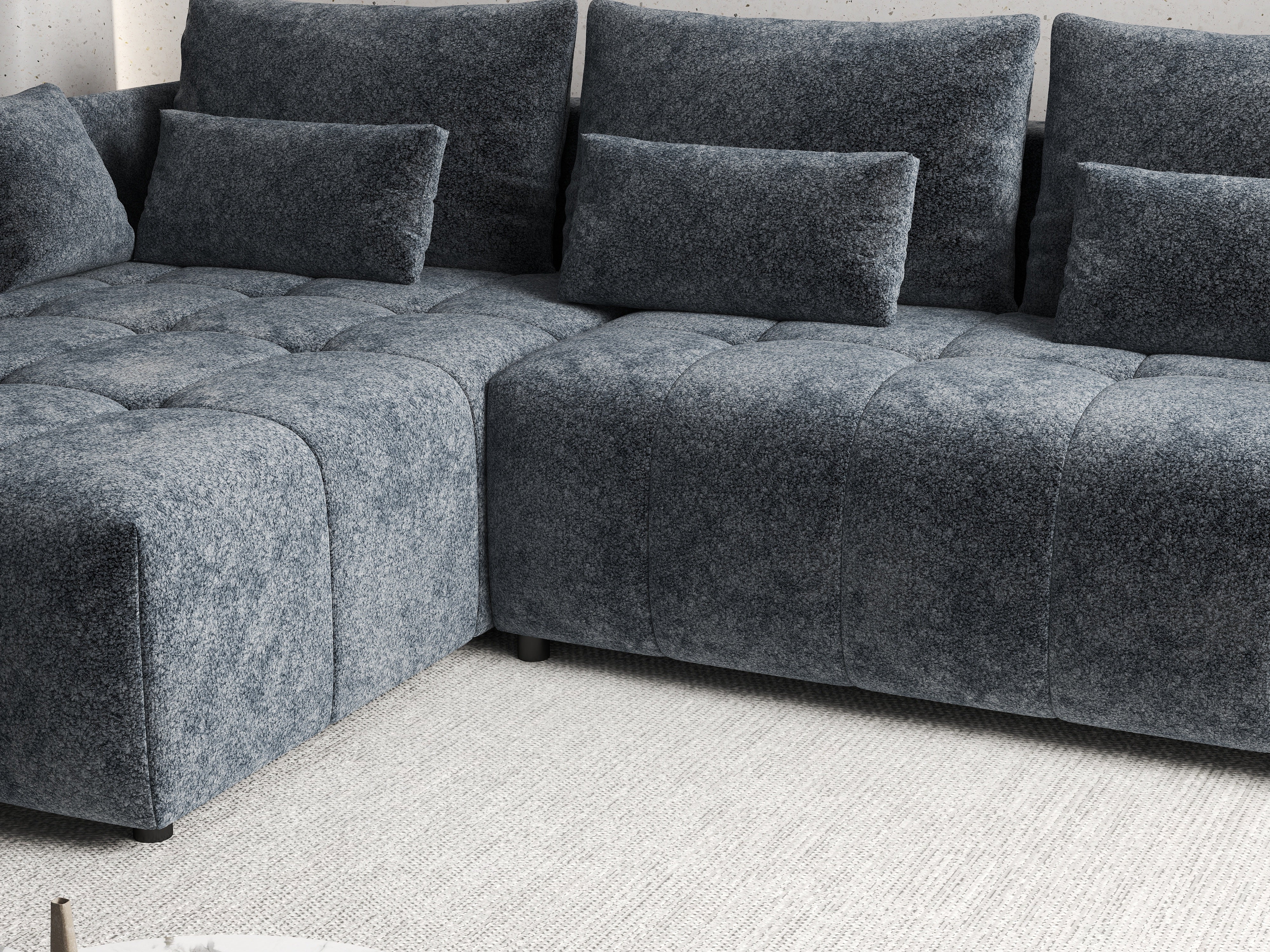 Colțar extensibil dumonde cu ladă de depozitare si sezut confortabil din spuma HR, Malta Euphoria Grafit 235x185 cm Fabrica