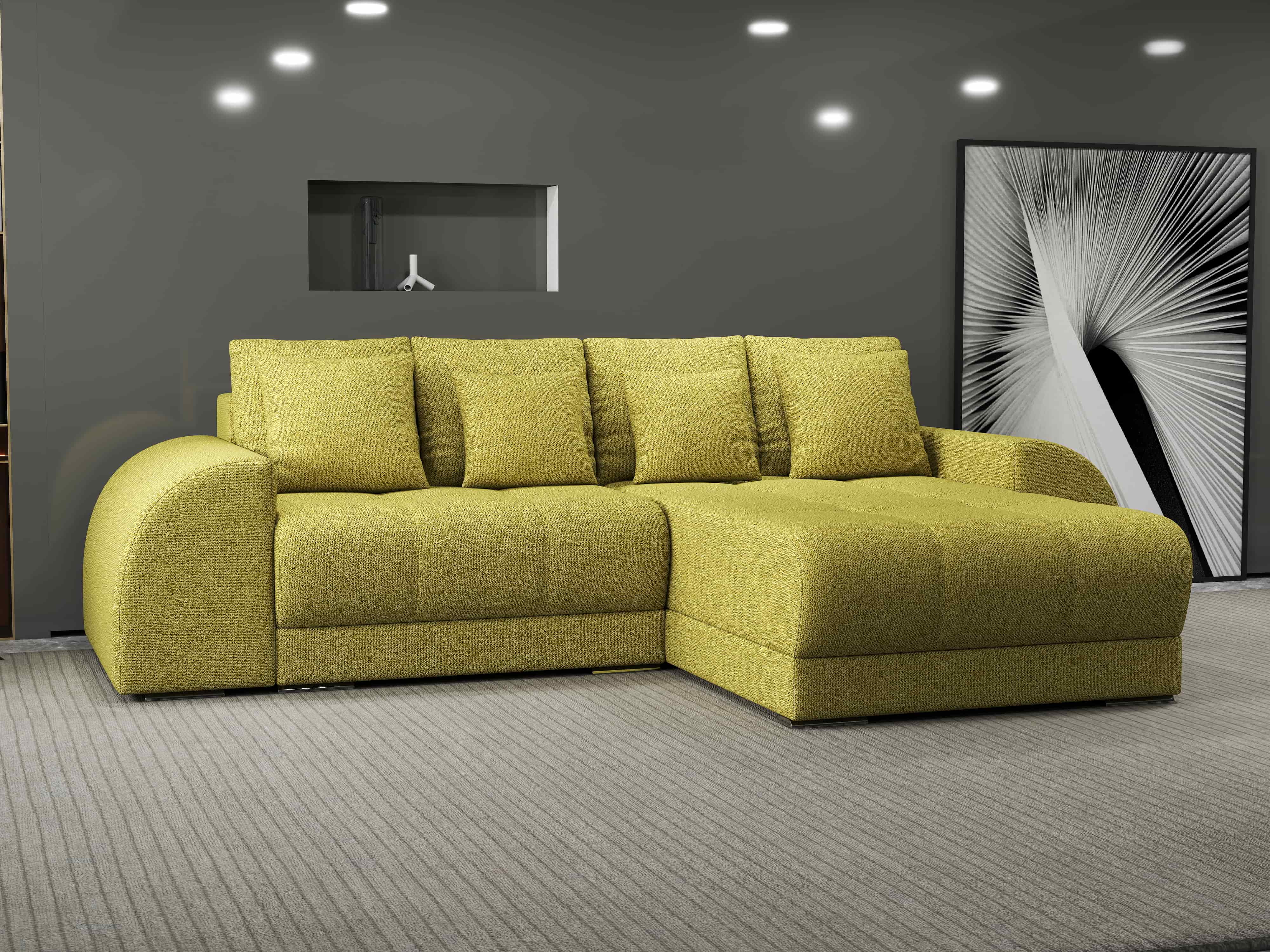Colțar extensibil dumonde cu ladă de depozitare si sezut confortabil din spuma HR, Verona Enjoy Verde II 290x185 cm Fabrica