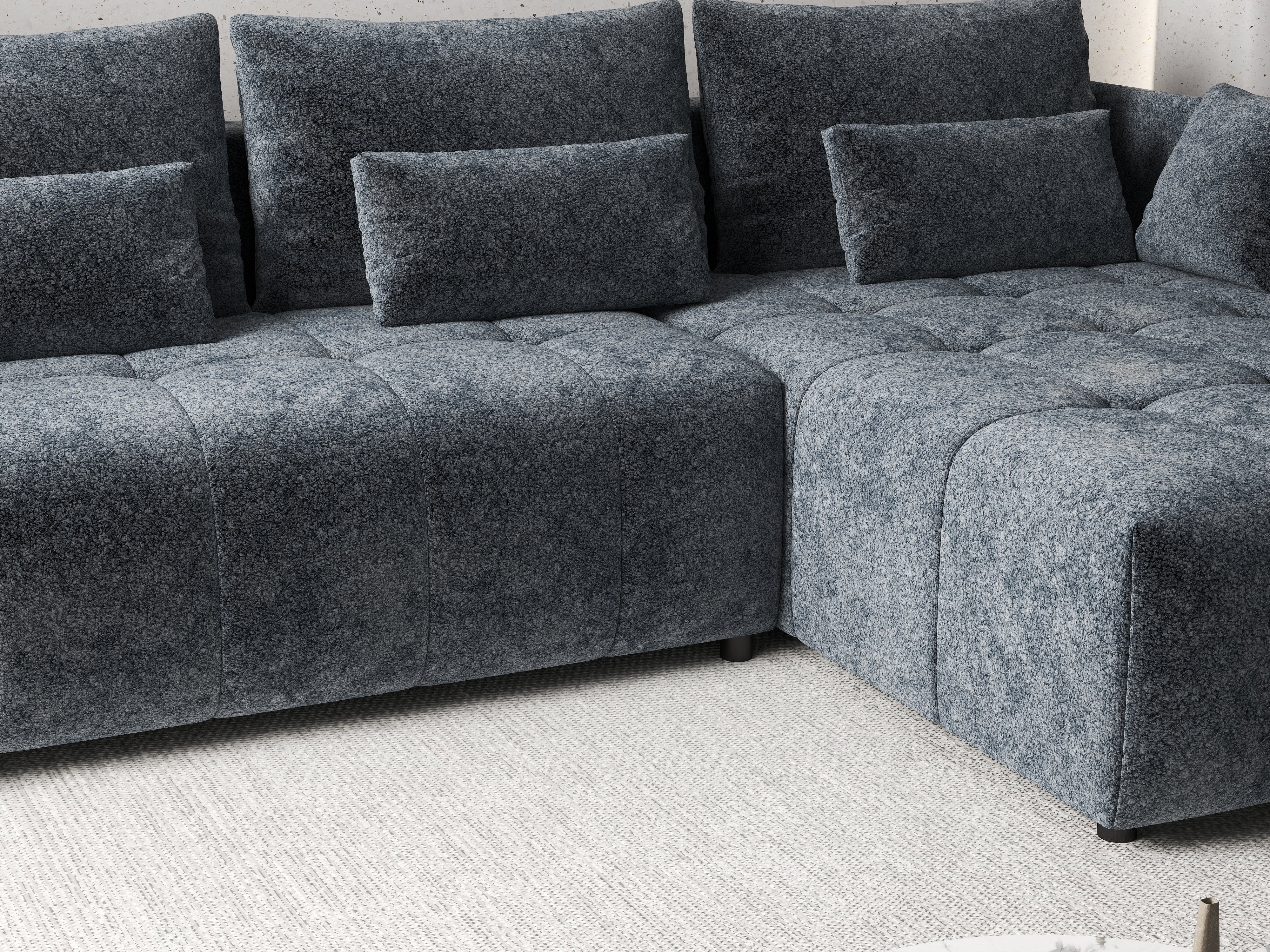 Colțar extensibil dumonde cu ladă de depozitare si sezut confortabil din spuma HR, Malta Euphoria Grafit II 235x185 cm Fabrica