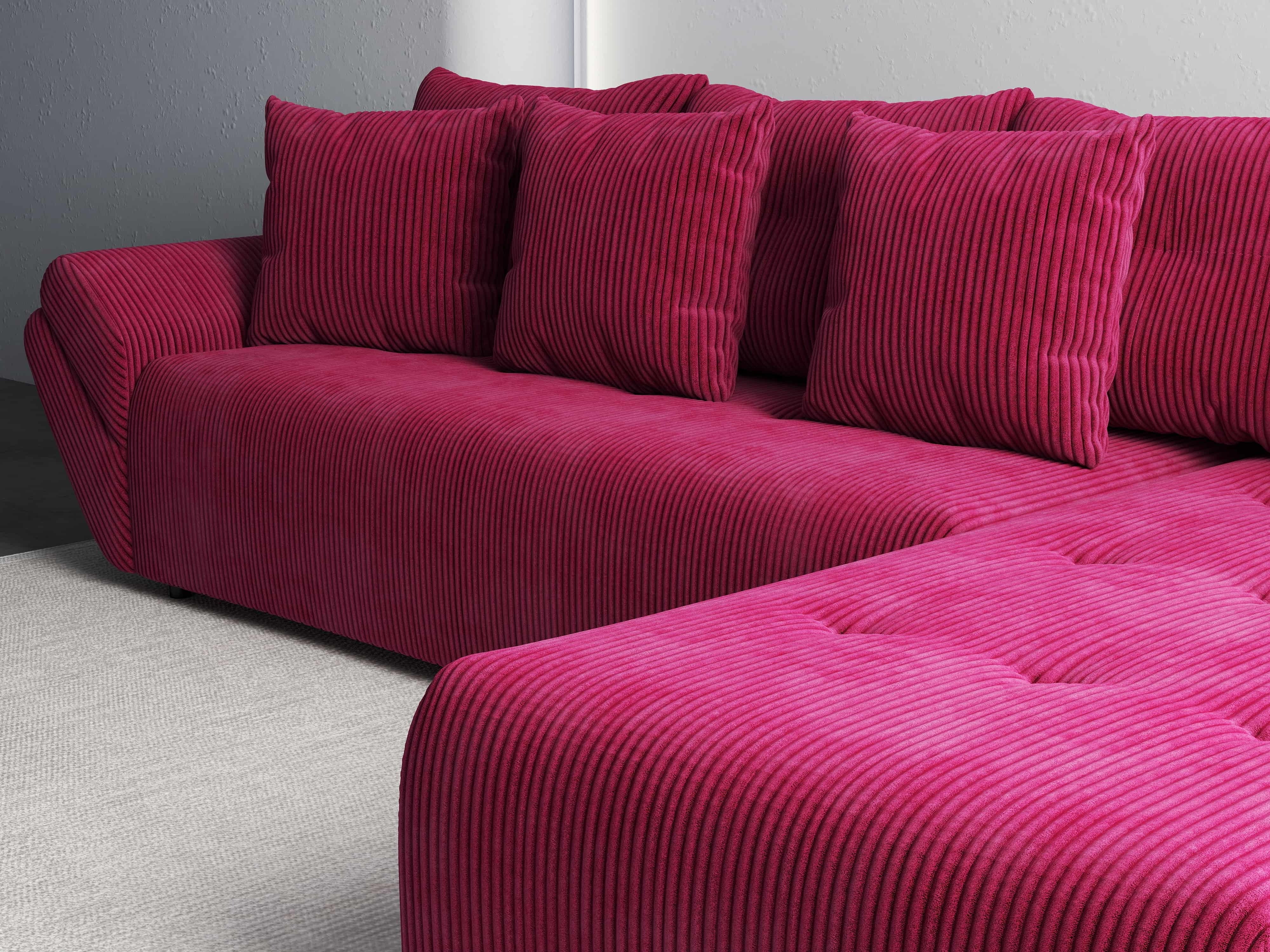 Colțar extensibil dumonde cu ladă de depozitare si sezut confortabil din spuma HR, Berlin XL Zoom Red 350x185 cm II Fabrica