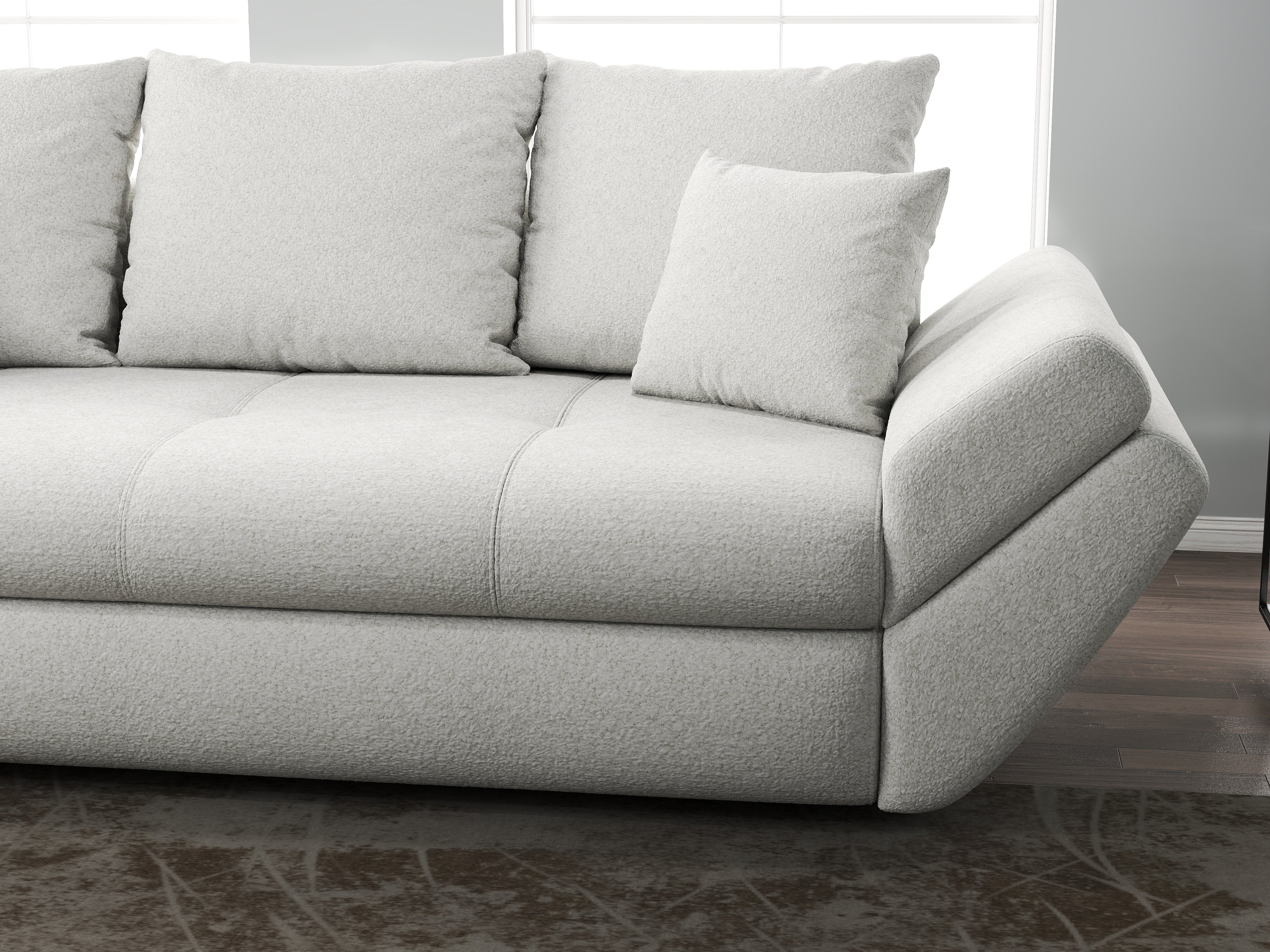 Canapea extensibilă dumonde cu ladă de depozitare si sezut confortabil din spuma HR, Loana Euphoria Ivory 250x100 cm Fabrica