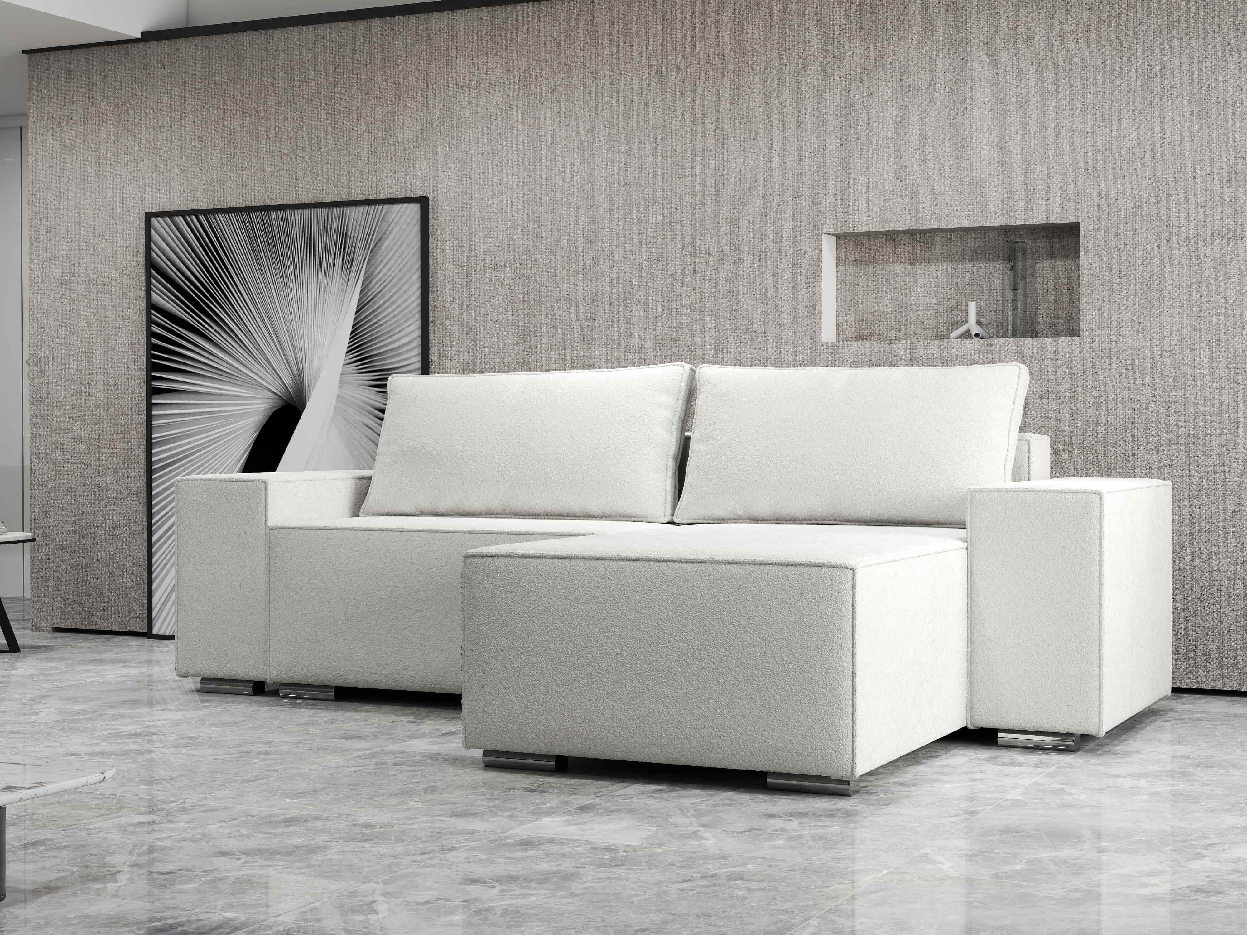 Colțar extensibil dumonde cu ladă de depozitare si sezut confortabil din spuma HR, Dream Euphoria Ivory 290x185 cm II Fabrica