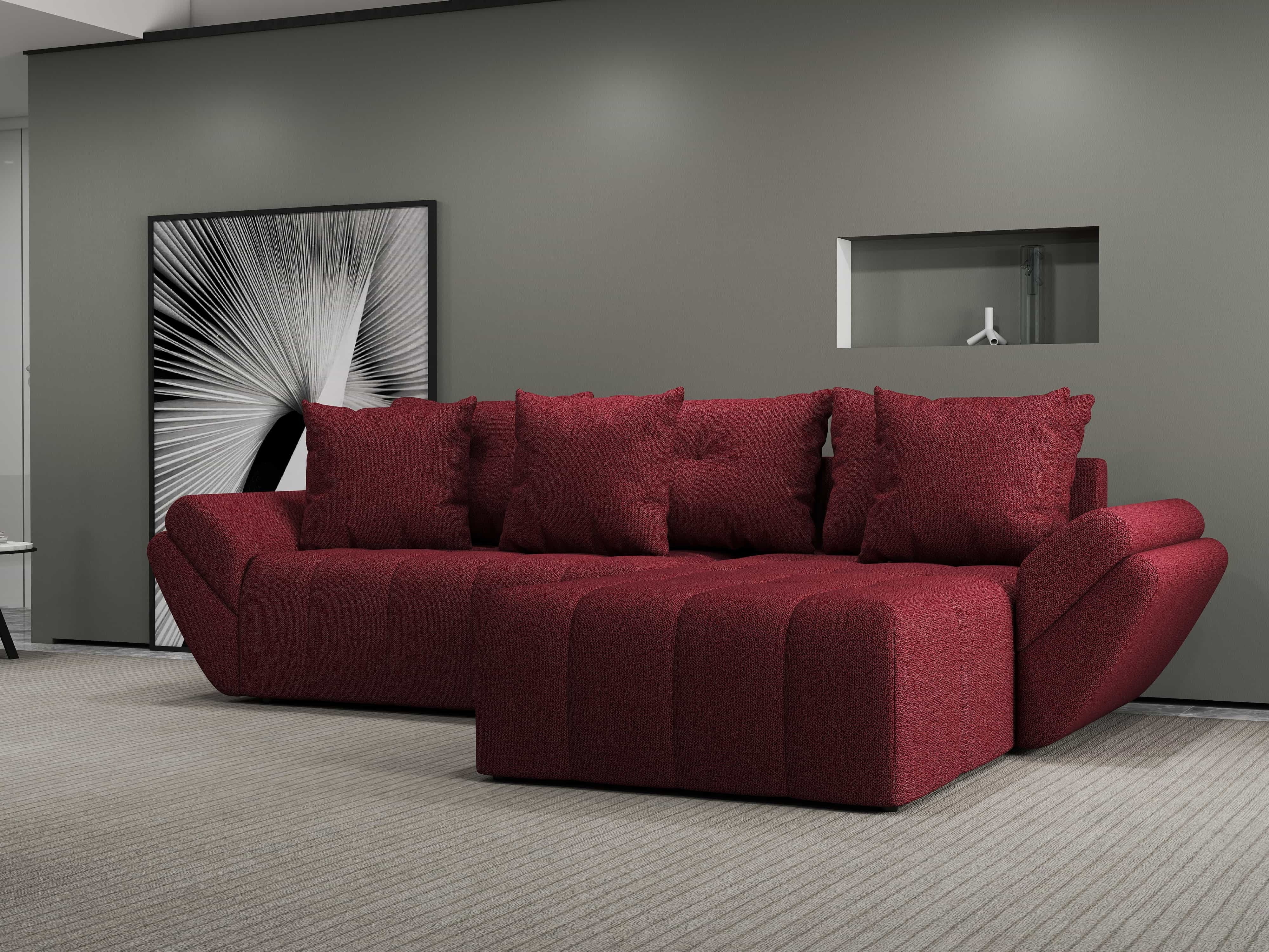 Colțar extensibil dumonde cu ladă de depozitare si sezut confortabil din spuma HR, Berlin Enjoy Rosu 280x185 cm II Fabrica