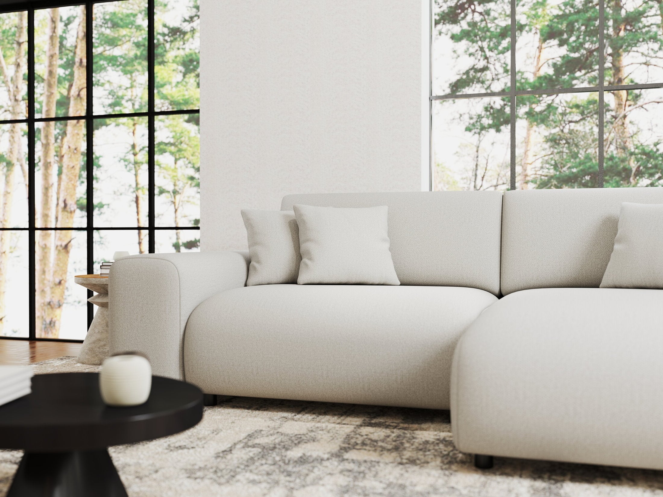 Colțar extensibil dumonde cu ladă de depozitare si sezut confortabil din spuma HR, Sarina Enjoy Bej 255x168 cm II