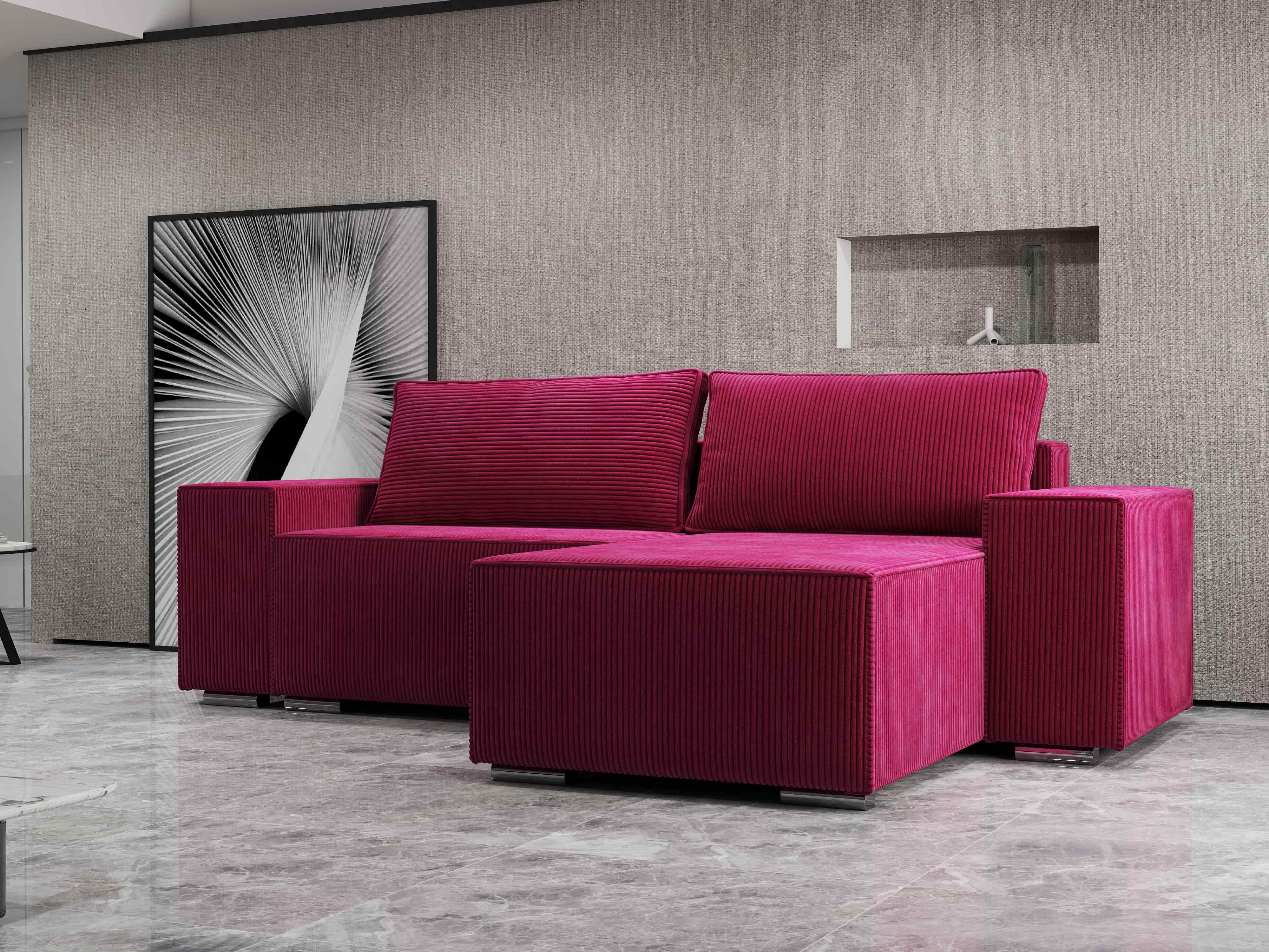 Colțar extensibil dumonde cu ladă de depozitare si sezut confortabil din spuma HR, Dream Zoom Rosu 290x185 cm II Fabrica