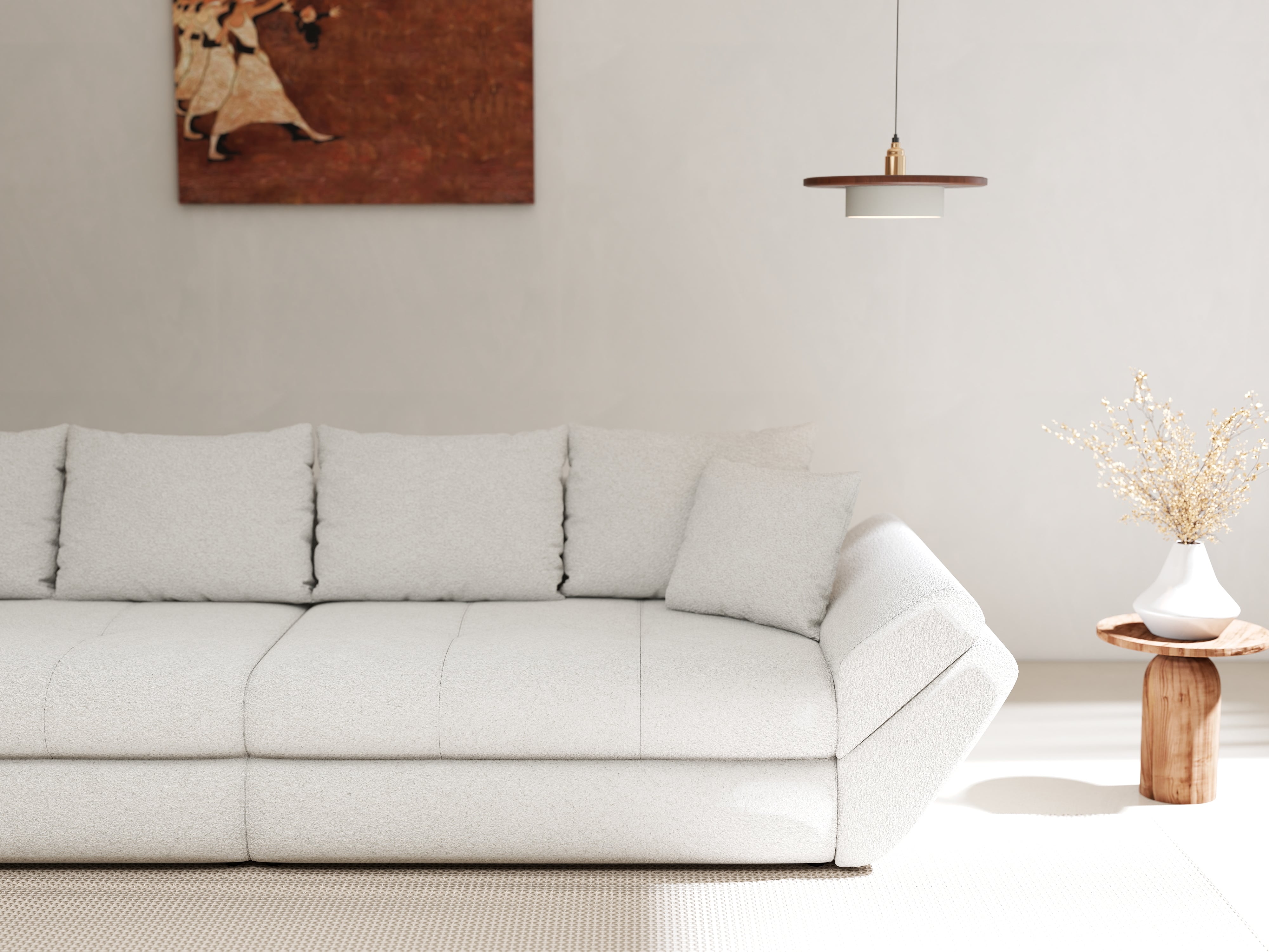 Canapea extensibilă dumonde cu ladă de depozitare si sezut confortabil din spuma HR, Loana Euphoria Ivory 300x100 cm Fabrica