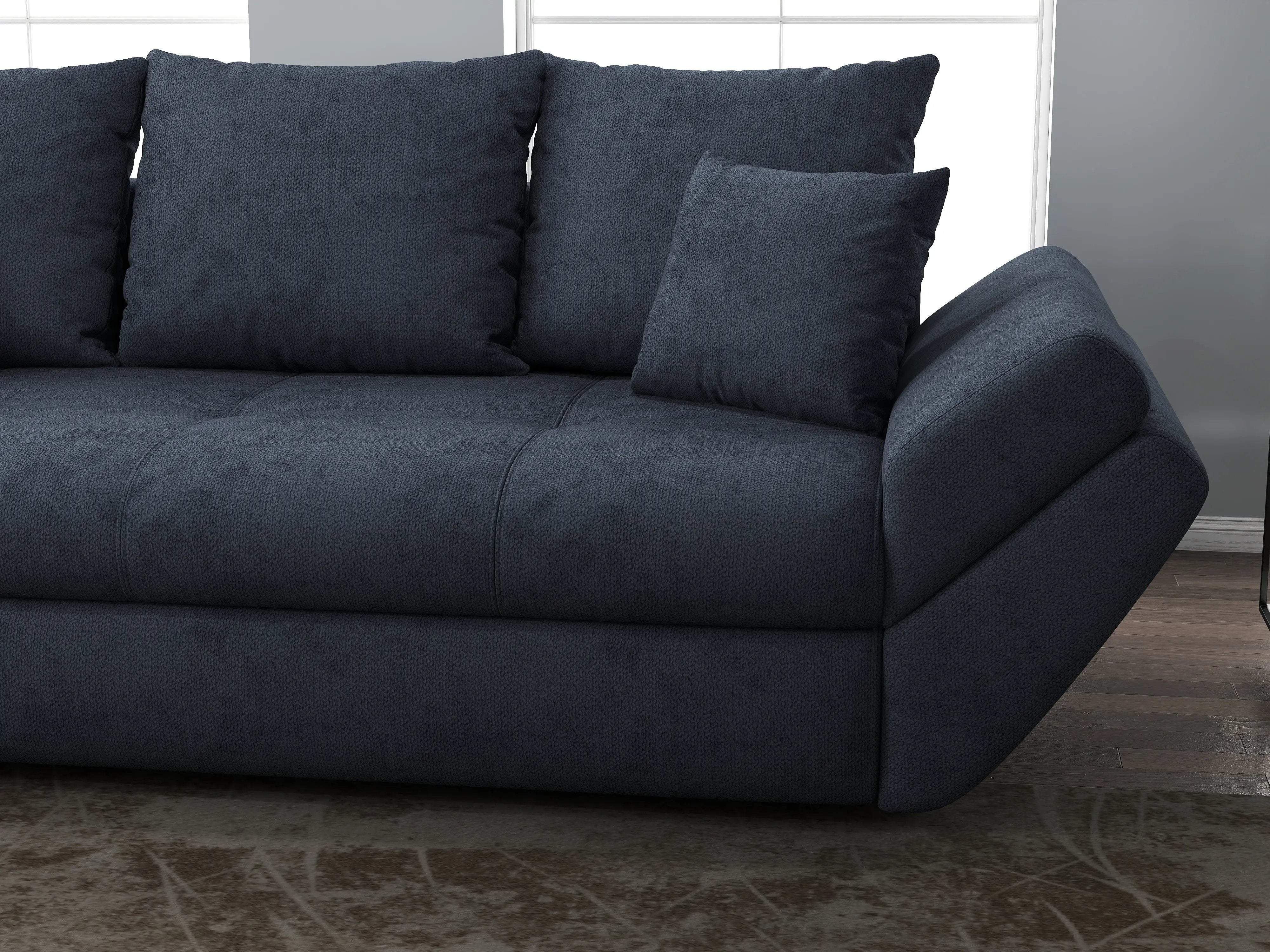 Canapea extensibilă dumonde cu ladă de depozitare si sezut confortabil din spuma HR, Loana Enjoy Antracit 250x100 cm Fabrica