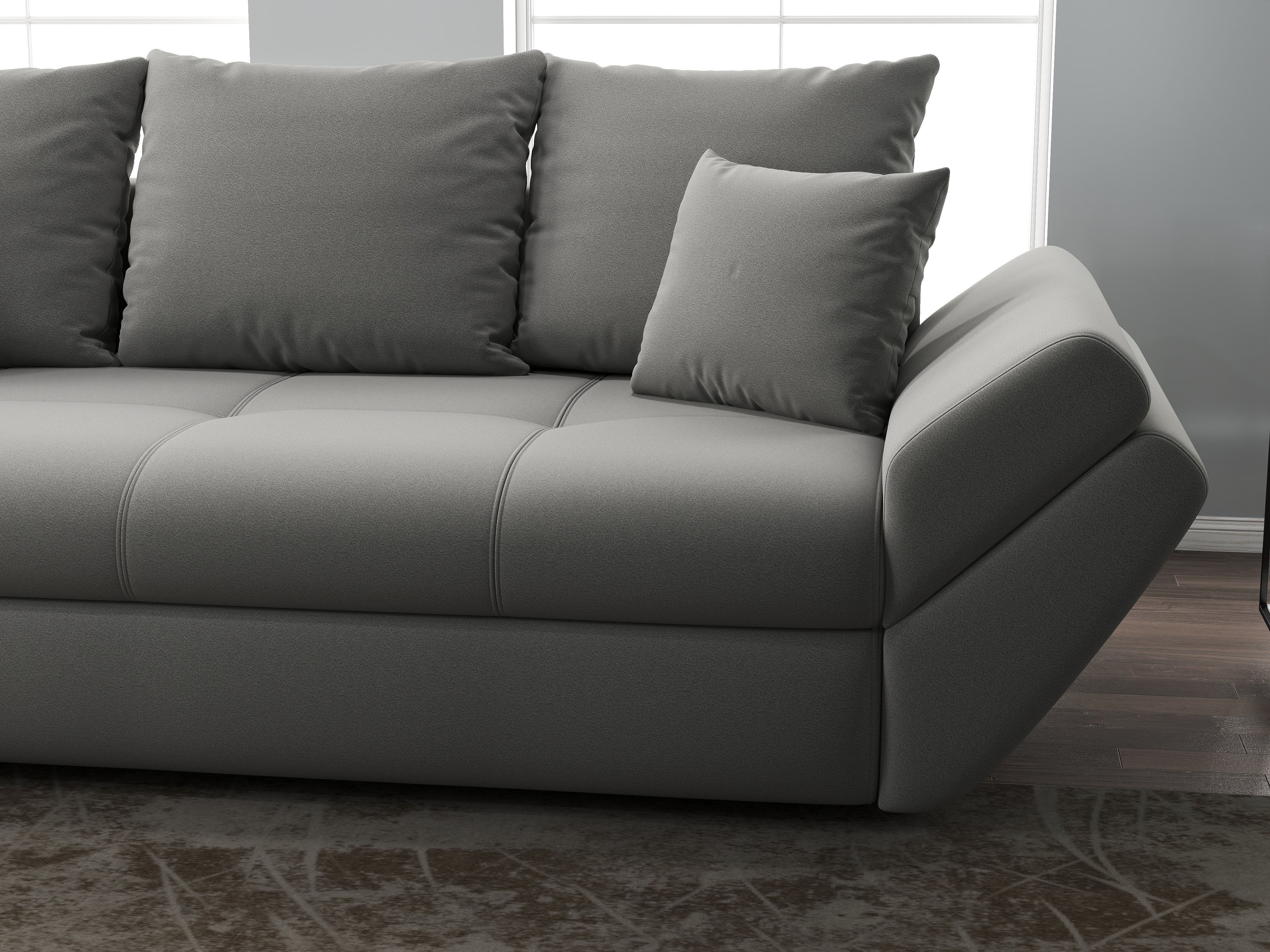 Canapea extensibilă dumonde cu ladă de depozitare si sezut confortabil din spuma HR, Loana Royal Grey 250x100 cm Fabrica