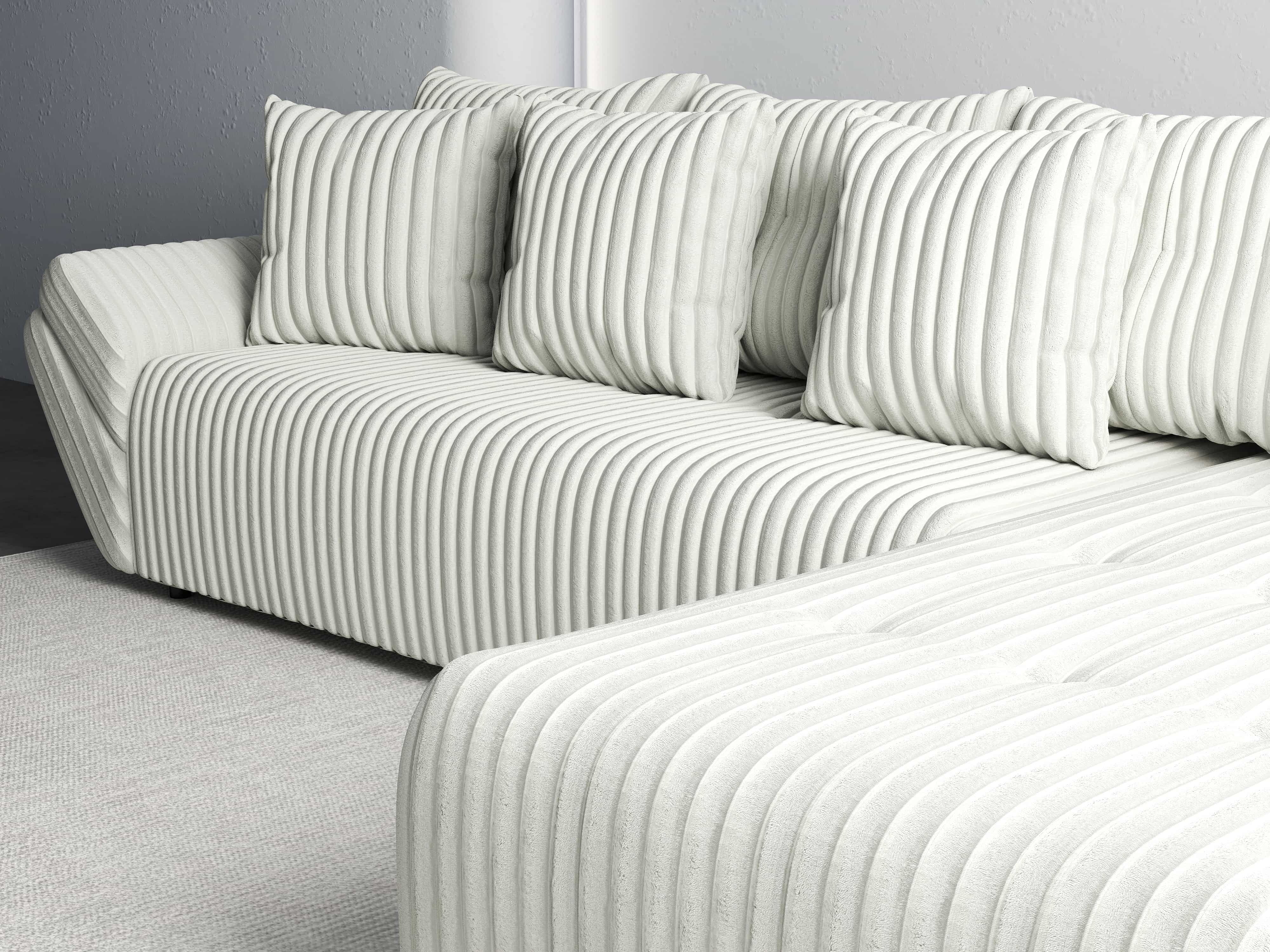 Colțar extensibil dumonde cu ladă de depozitare si sezut confortabil din spuma HR, Berlin XL Ambience Ivory II 350x185 cm Fabrica