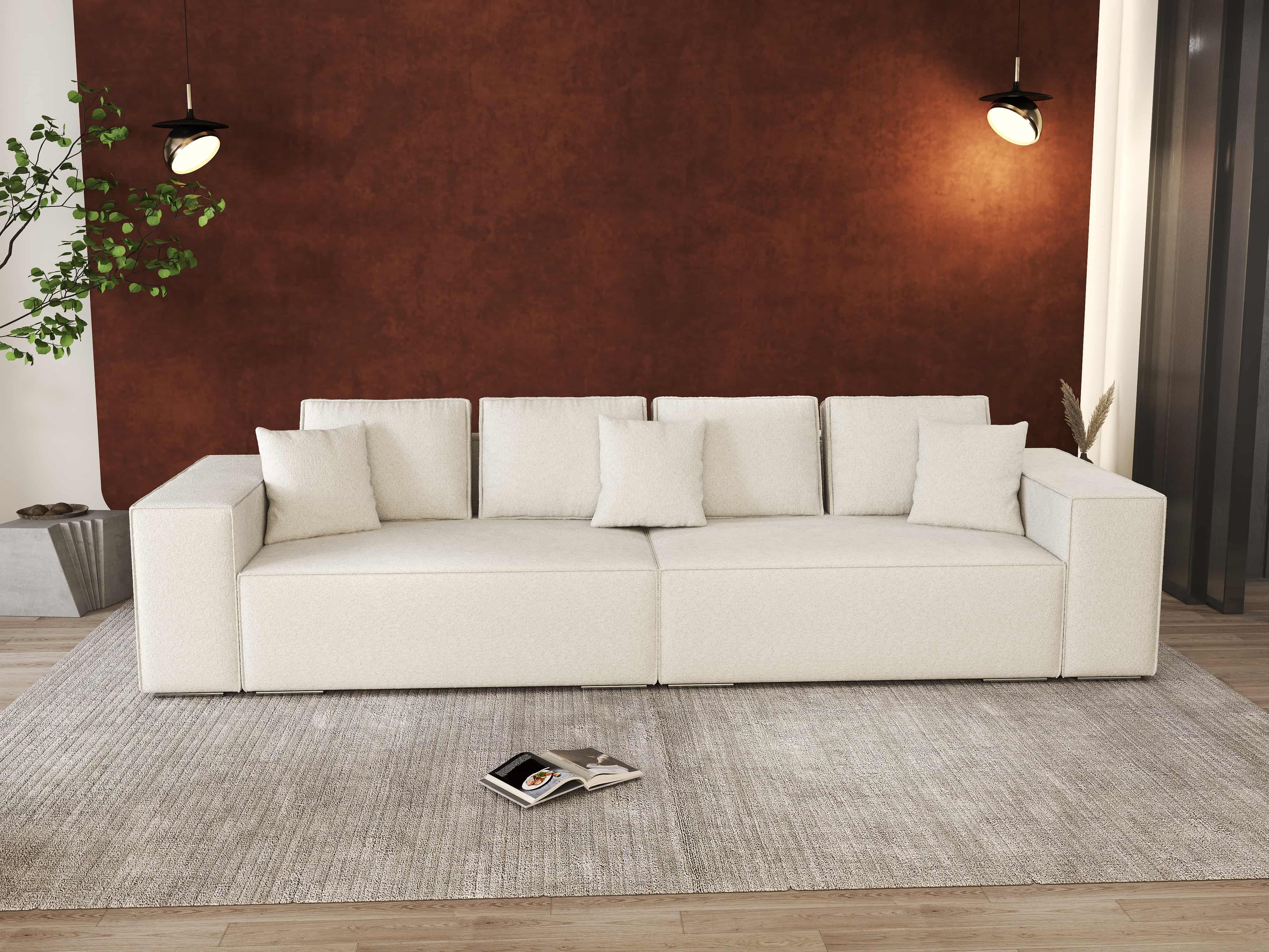 Canapea extensibilă dumonde cu ladă de depozitare si sezut confortabil din spuma HR, Dream Euphoria Ivory 310x100 cm Fabrica