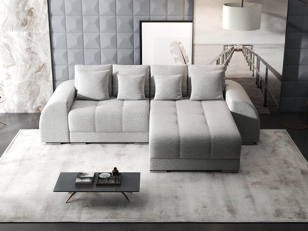 Colțar extensibil dumonde cu ladă de depozitare si sezut confortabil din spuma HR, Verona Euphoria Dove II 290x185 cm Fabrica